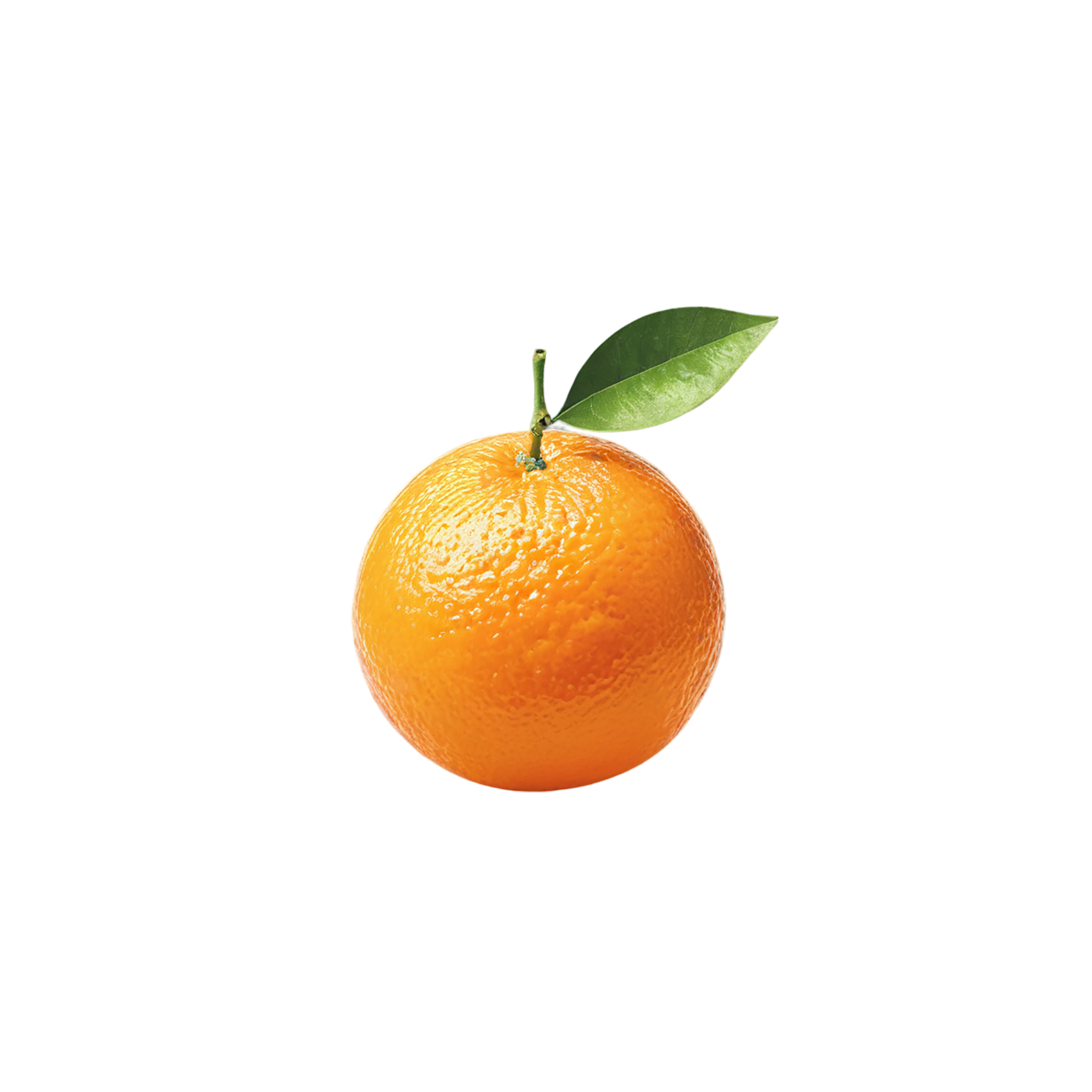 Orange fruit with leaf isolated on transparent background #1233
