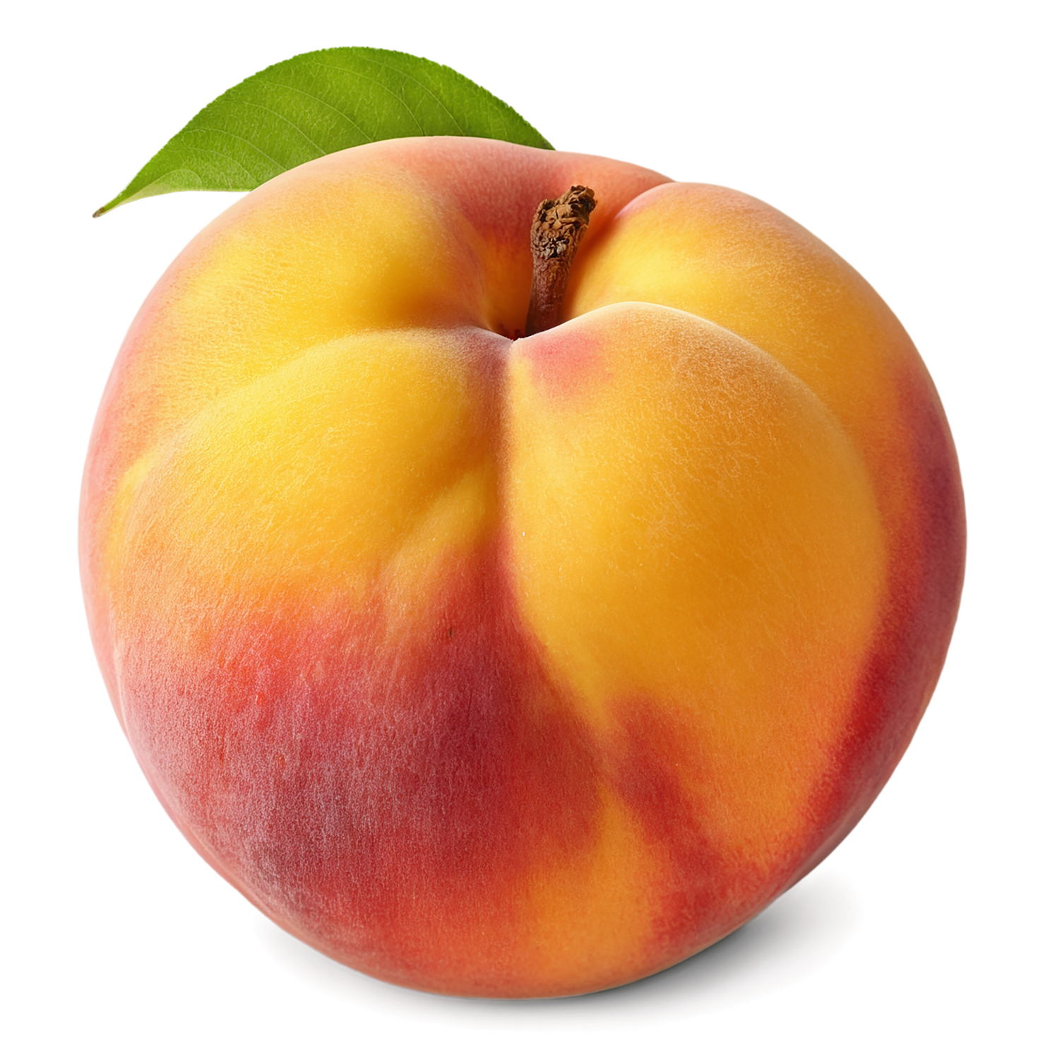 Peach fruit with leaf isolated on transparent background #1368