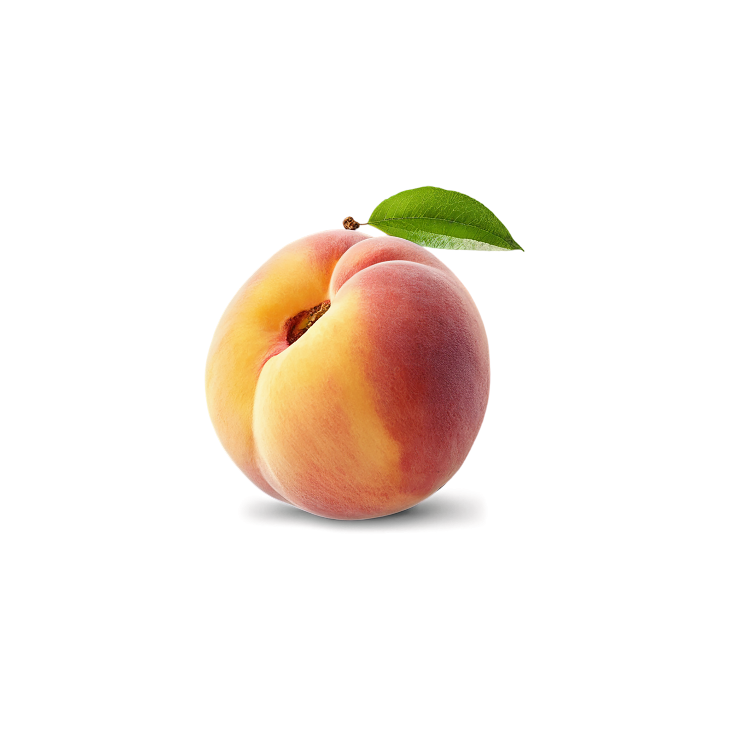 Peach fruit with leaf isolated on transparent background #1372