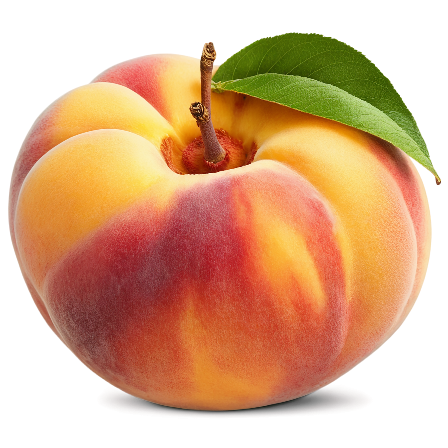 Peach fruit with leaf isolated on transparent background #1373