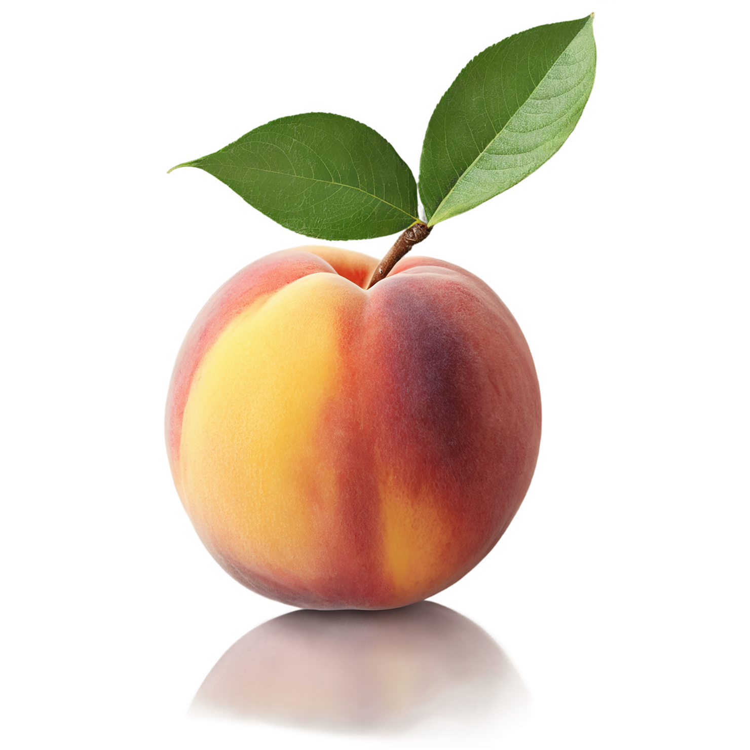 Peach fruit with leaf isolated on transparent background #1375