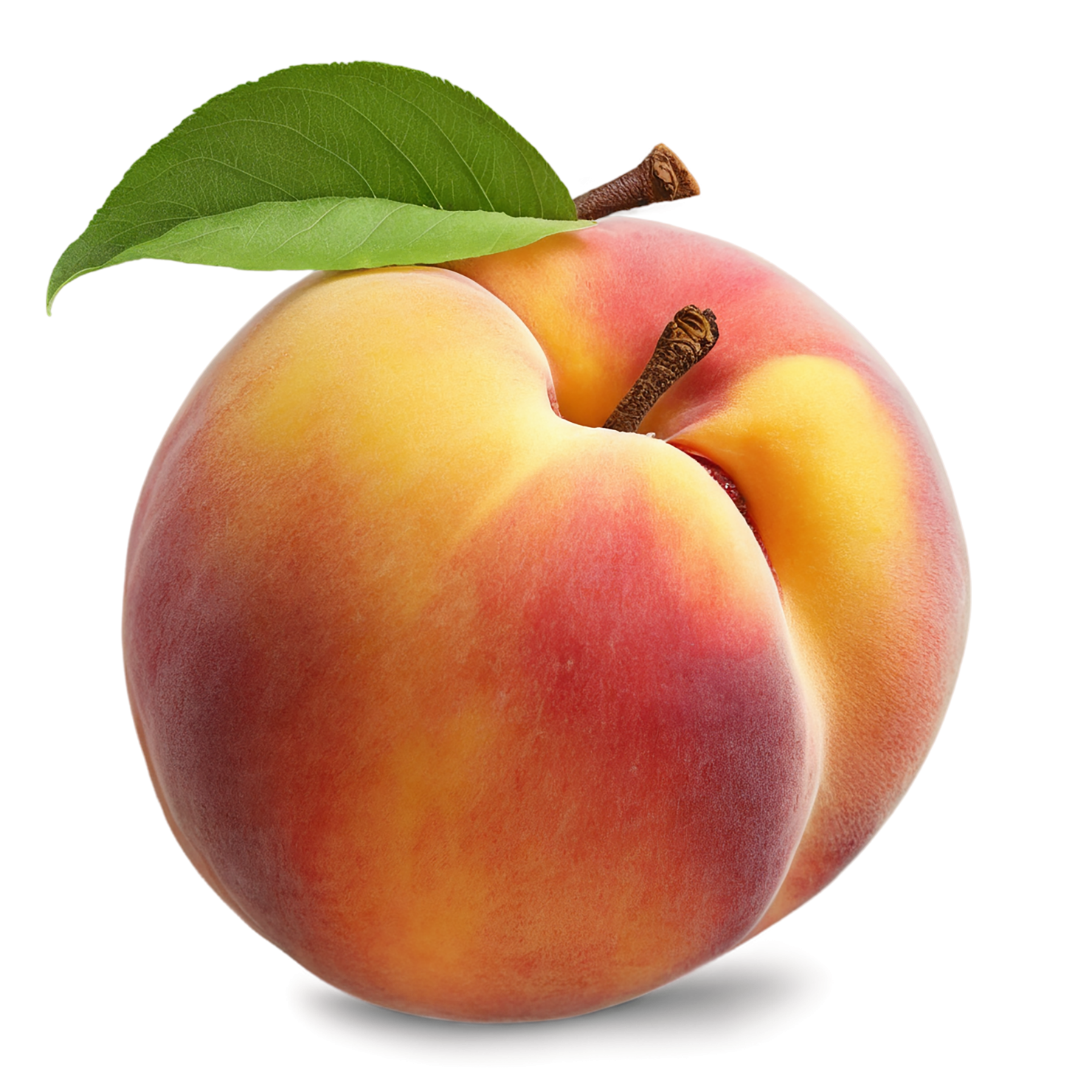 Peach fruit with leaf isolated on transparent background #1376