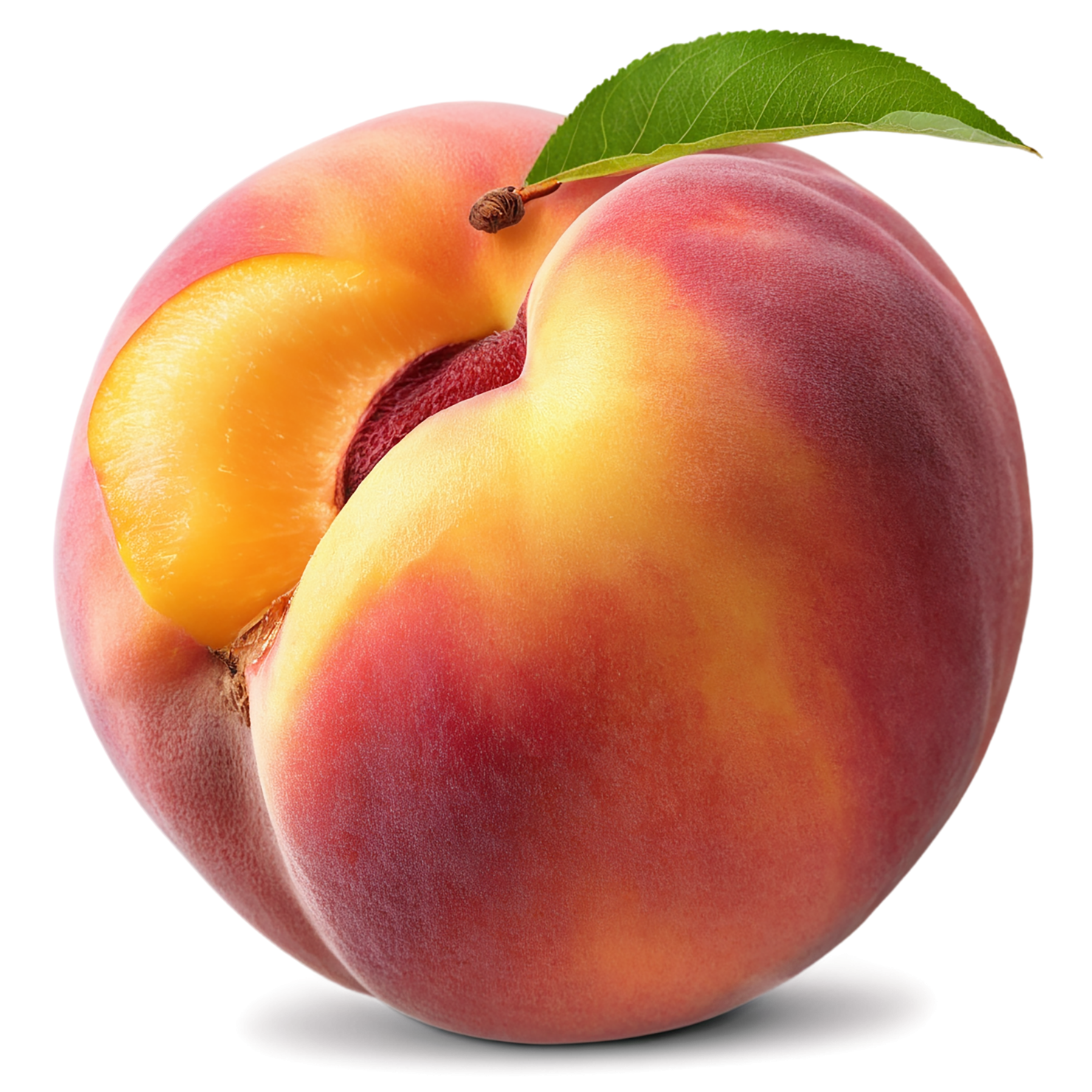 Peach fruit with leaf isolated on transparent background #1377