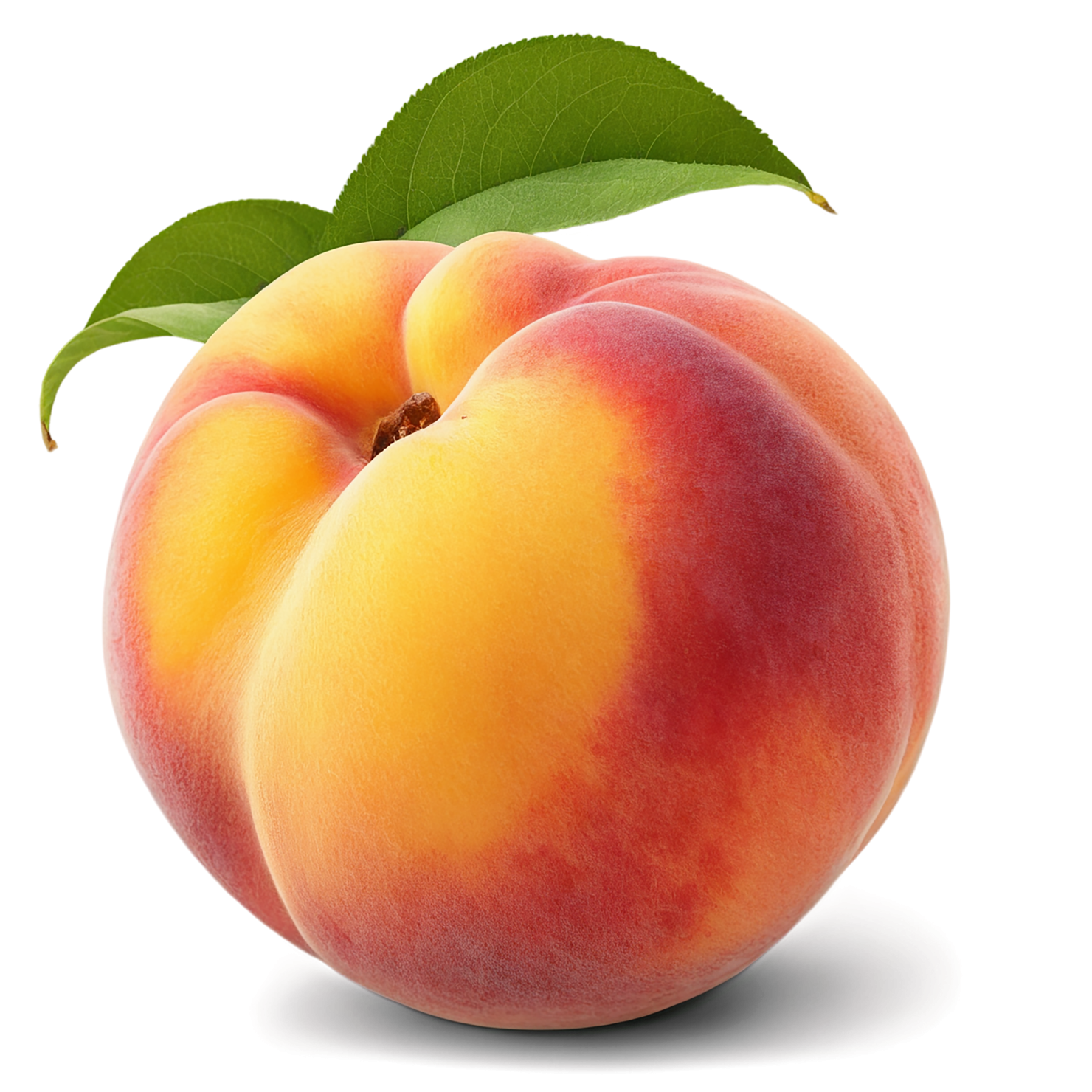 Peach fruit with leaf isolated on transparent background #1378