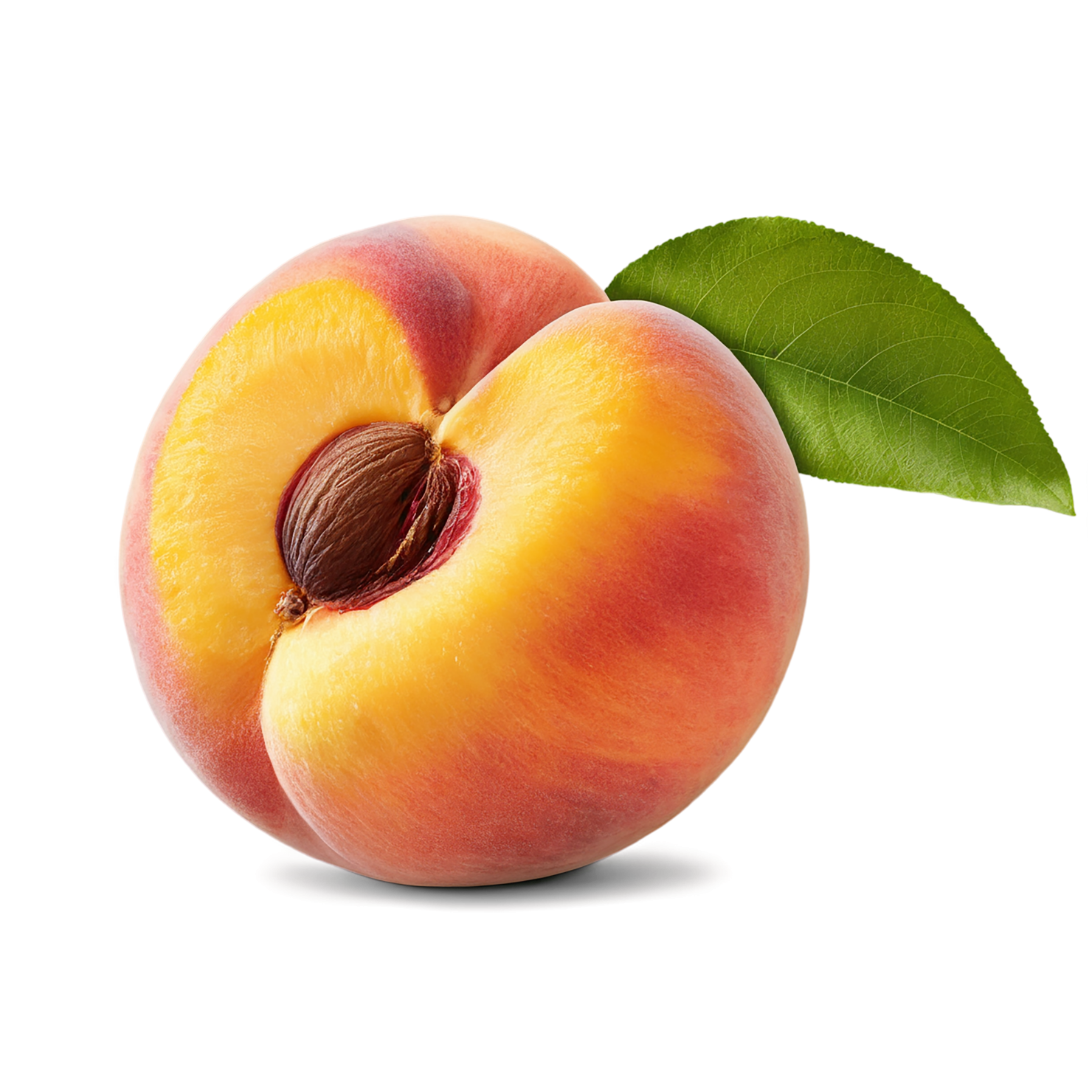 Peach fruit with leaf isolated on transparent background #1379
