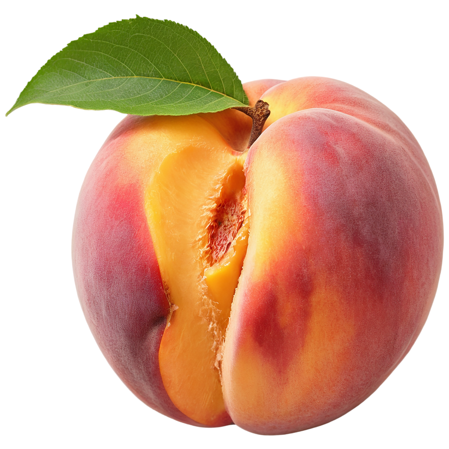 Peach fruit with leaf isolated on transparent background #1380