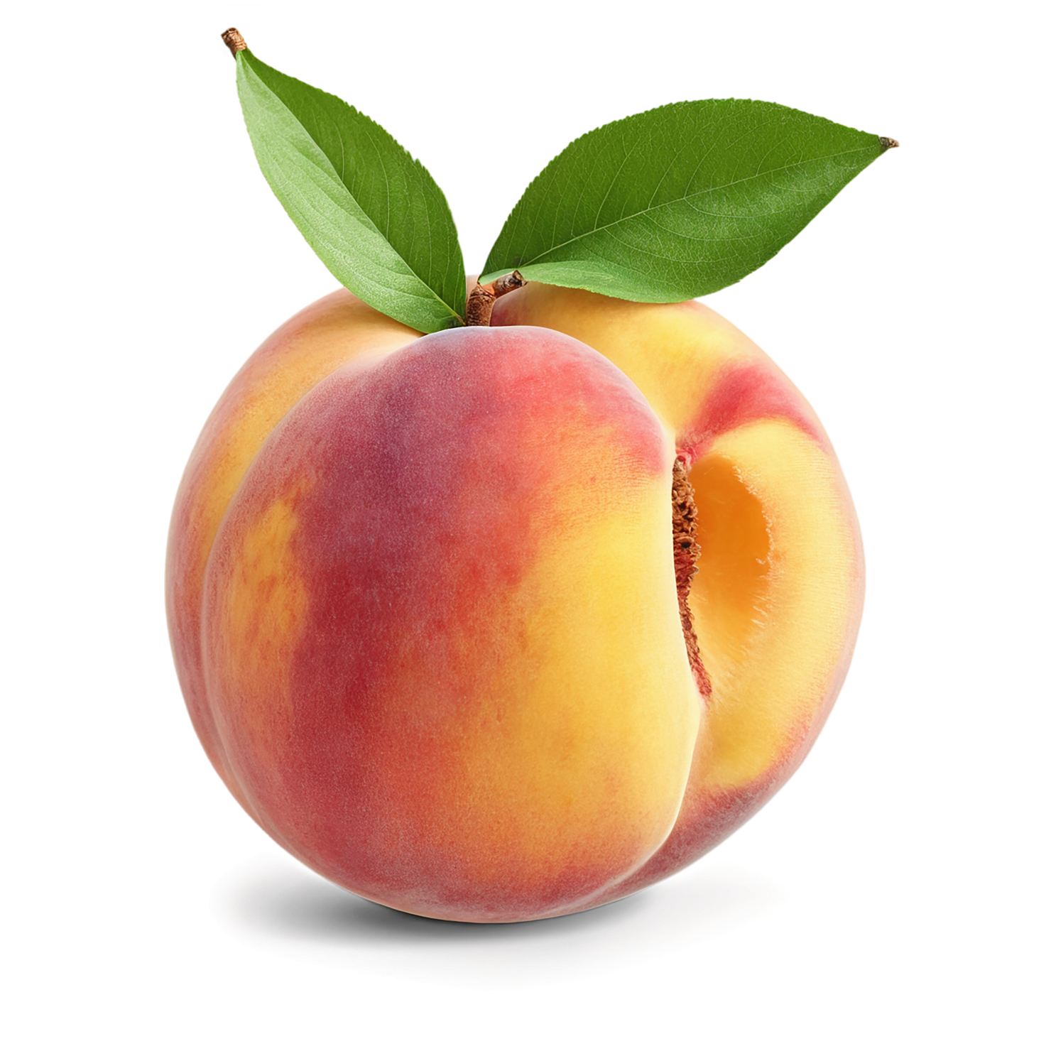 Peach fruit with leaf isolated on transparent background #1381