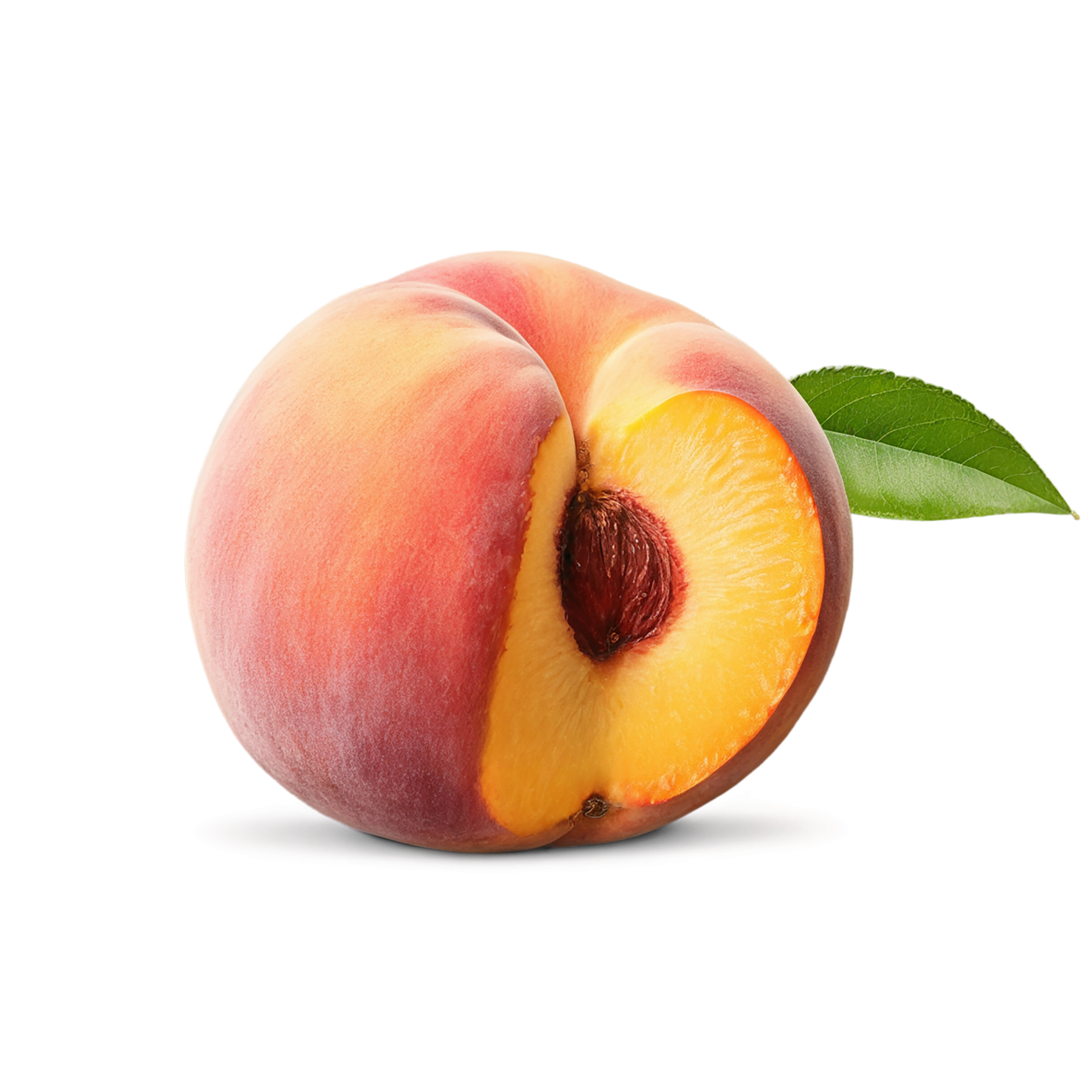 Peach fruit with leaf isolated on transparent background #1382