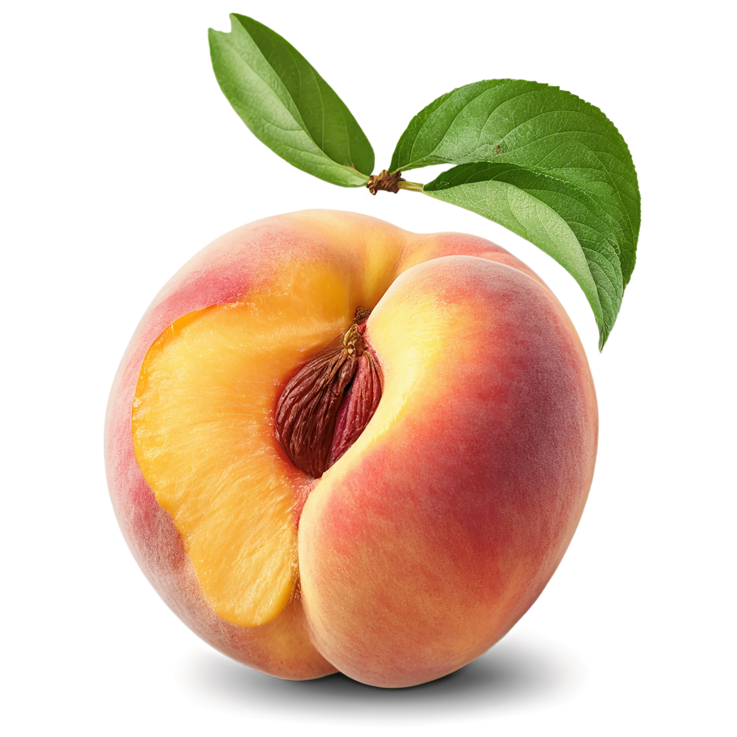 Peach fruit with leaf isolated on transparent background #1385