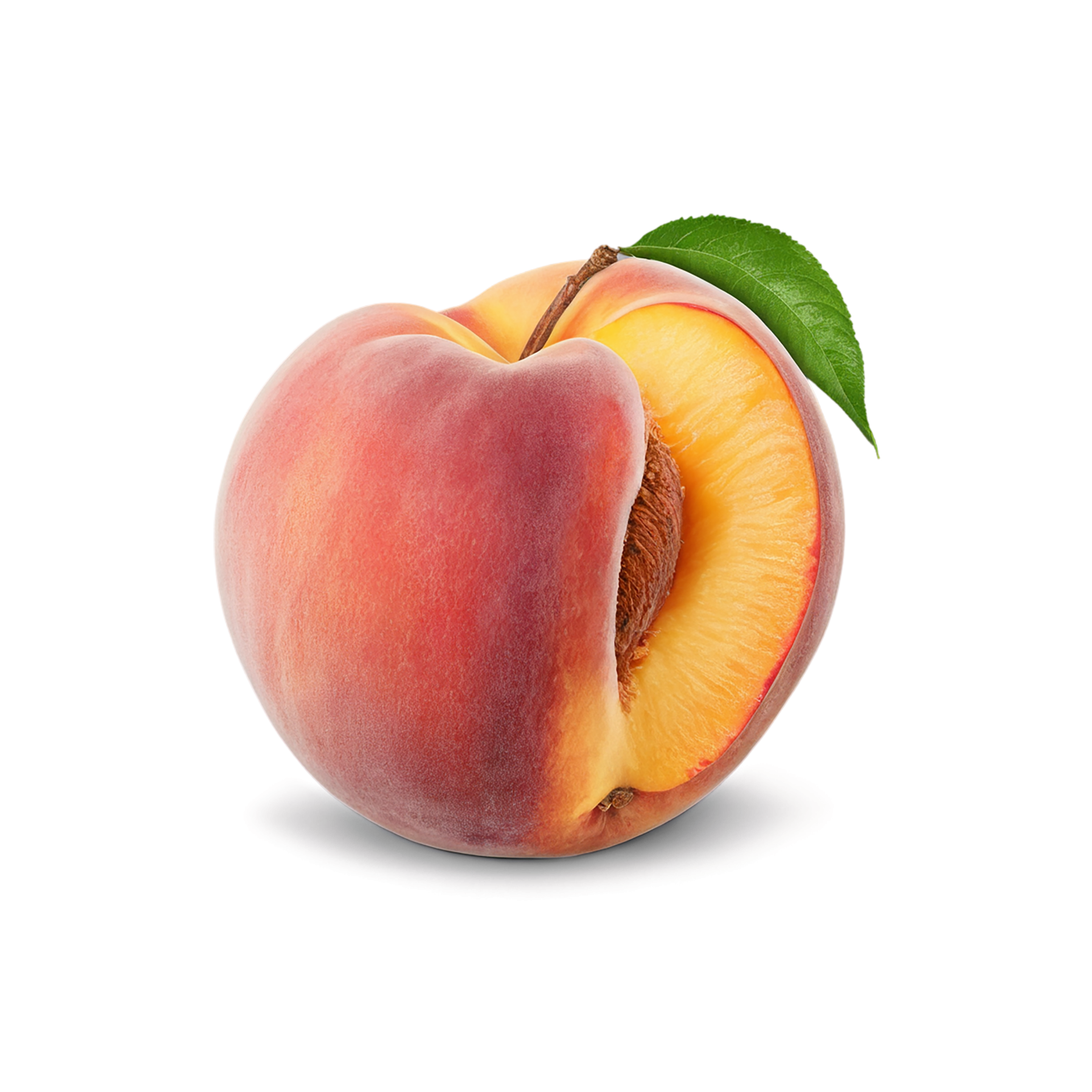 Peach fruit with leaf isolated on transparent background #1386