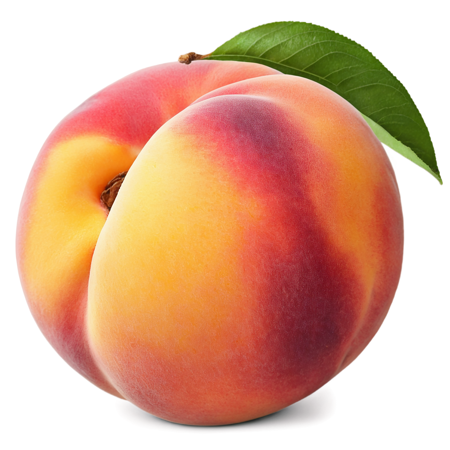 Peach fruit with leaf isolated on transparent background #1388