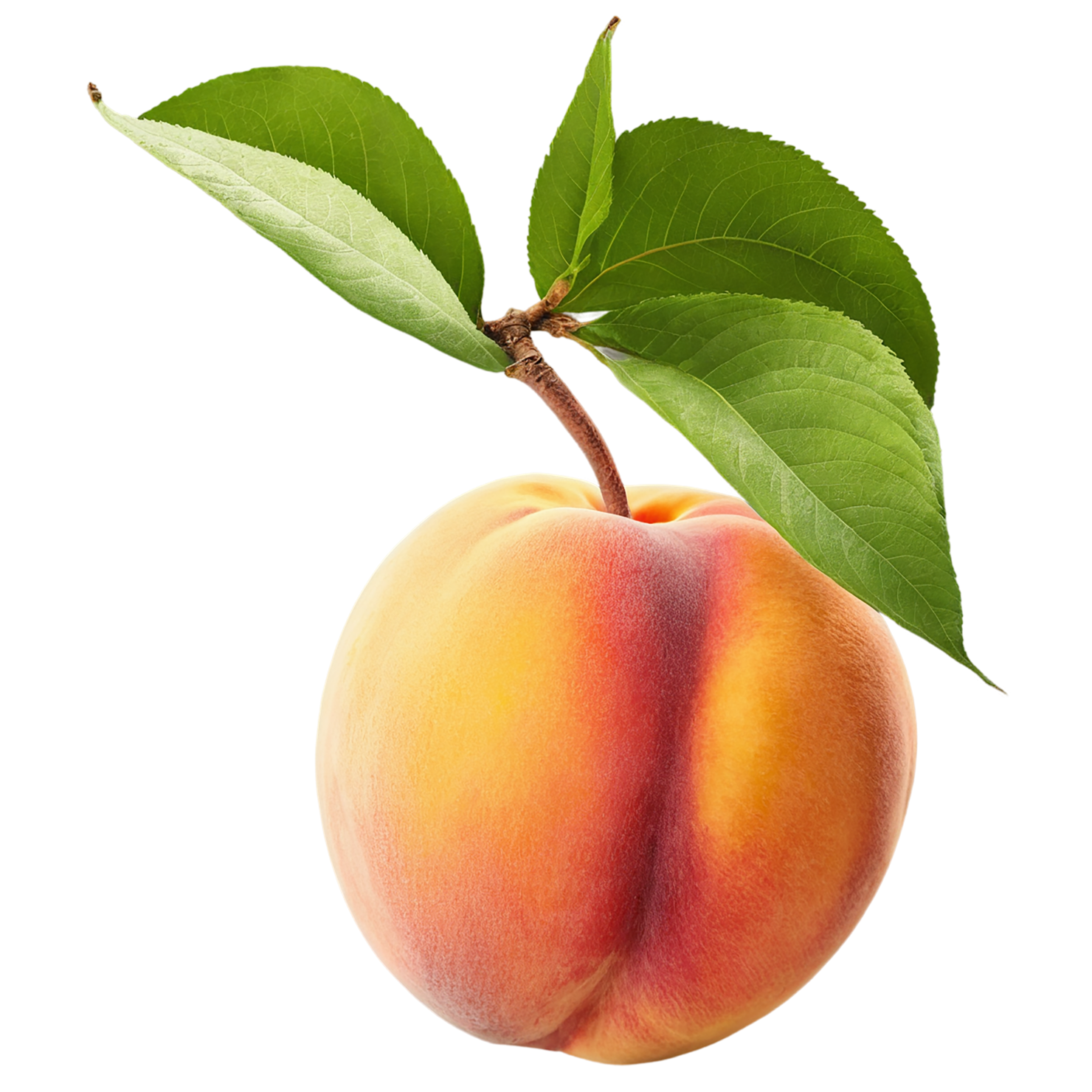 Peach fruit with leaf isolated on transparent background #1389