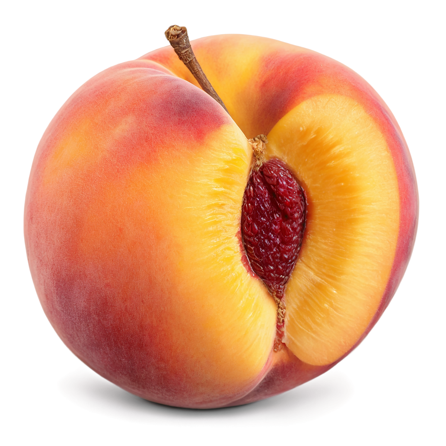 Peach fruit with leaf isolated on transparent background #1390