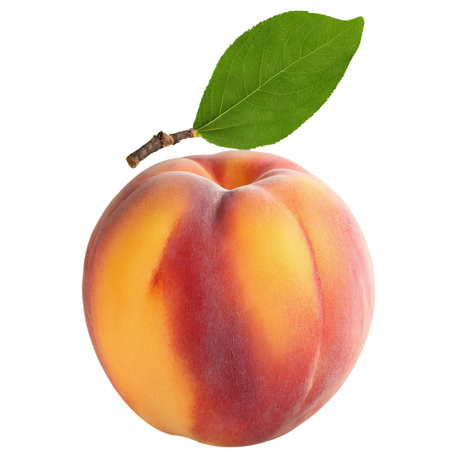 Peach fruit with leaf isolated on transparent background #1391