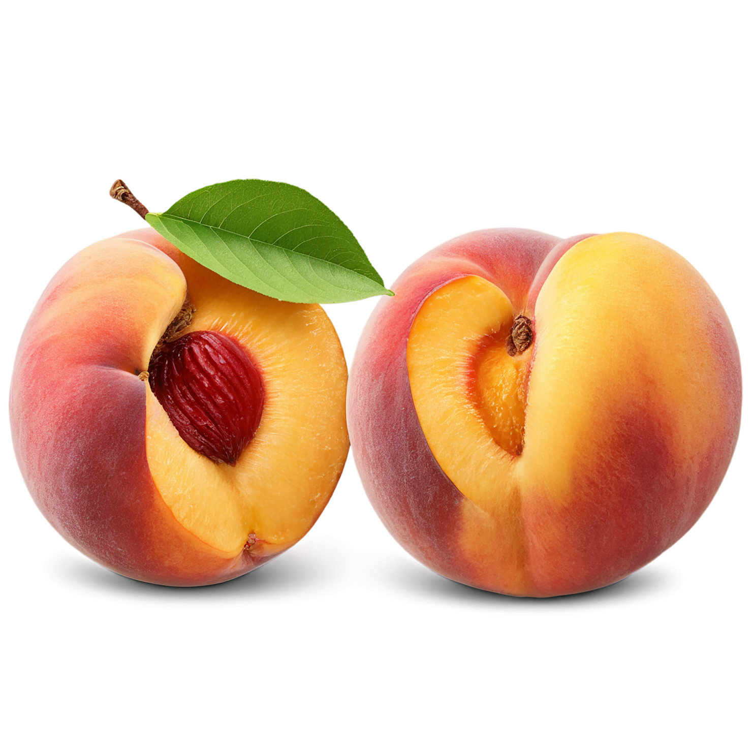Peach fruit with leaf isolated on transparent background #1395