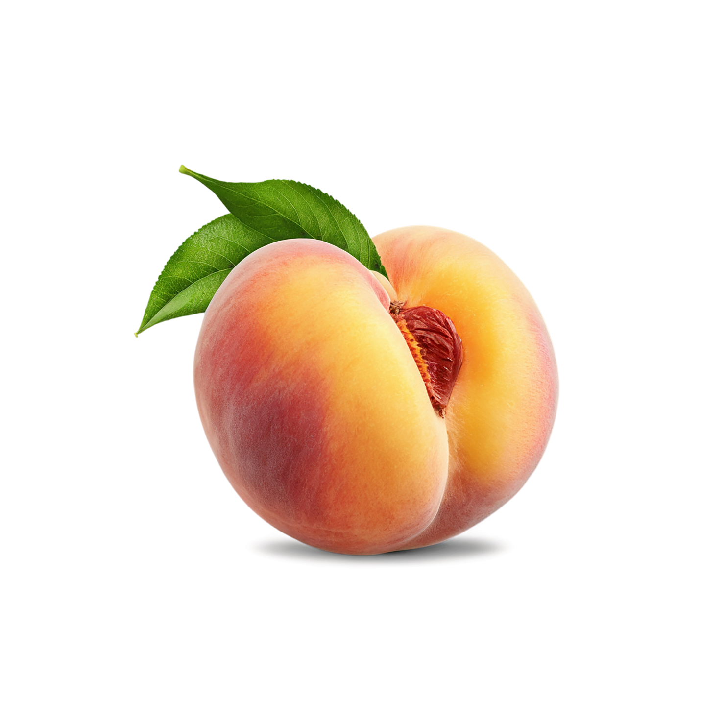 Peach fruit with leaf isolated on transparent background #1396