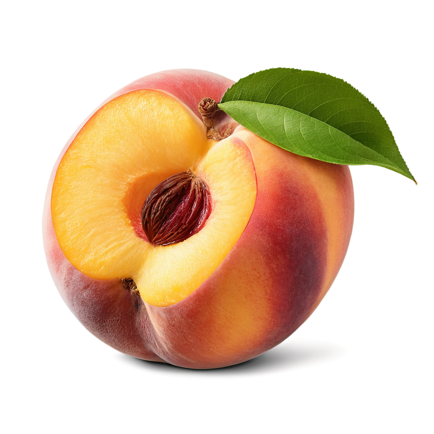 Peach fruit with leaf isolated on transparent background #1399