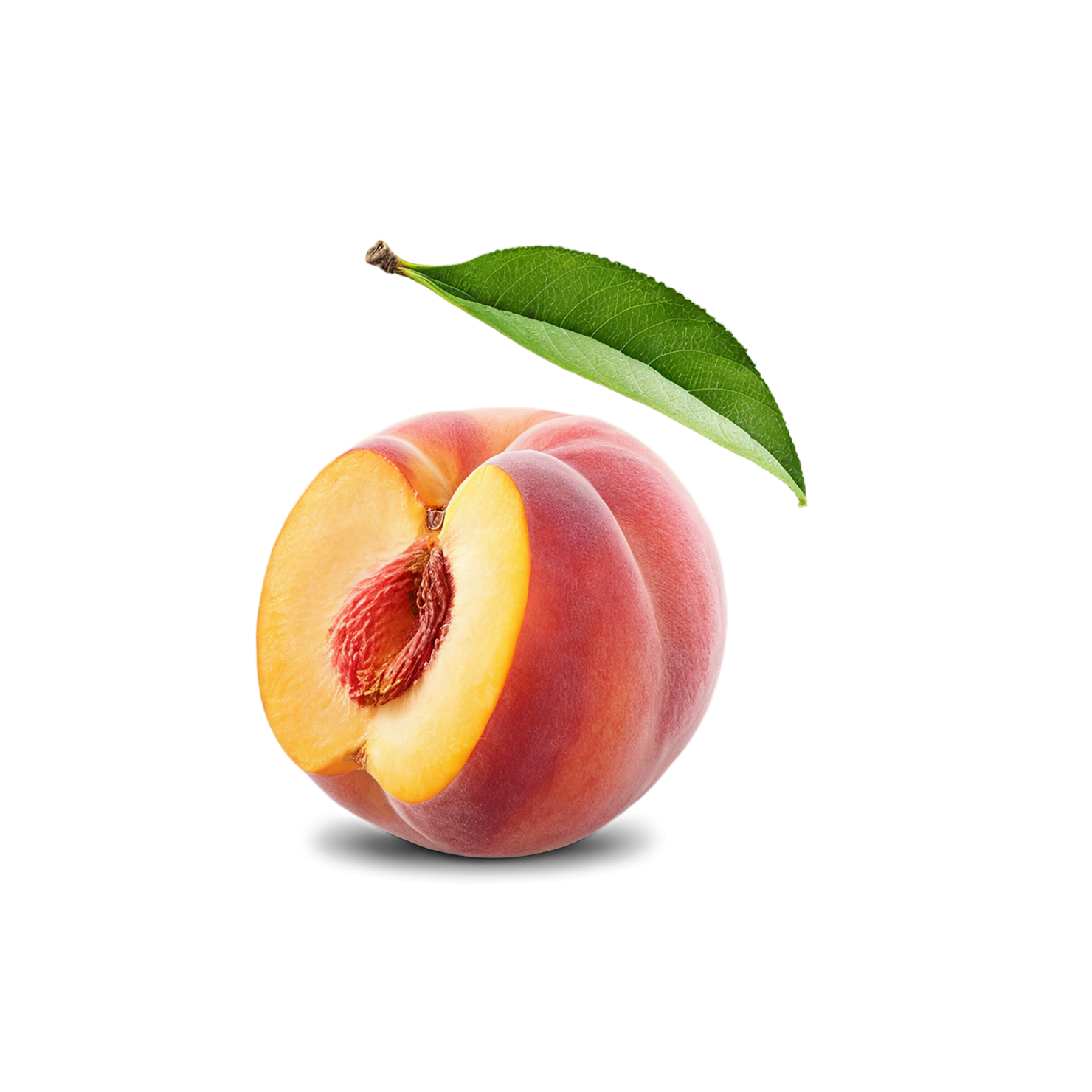 Peach fruit with leaf isolated on transparent background #1400