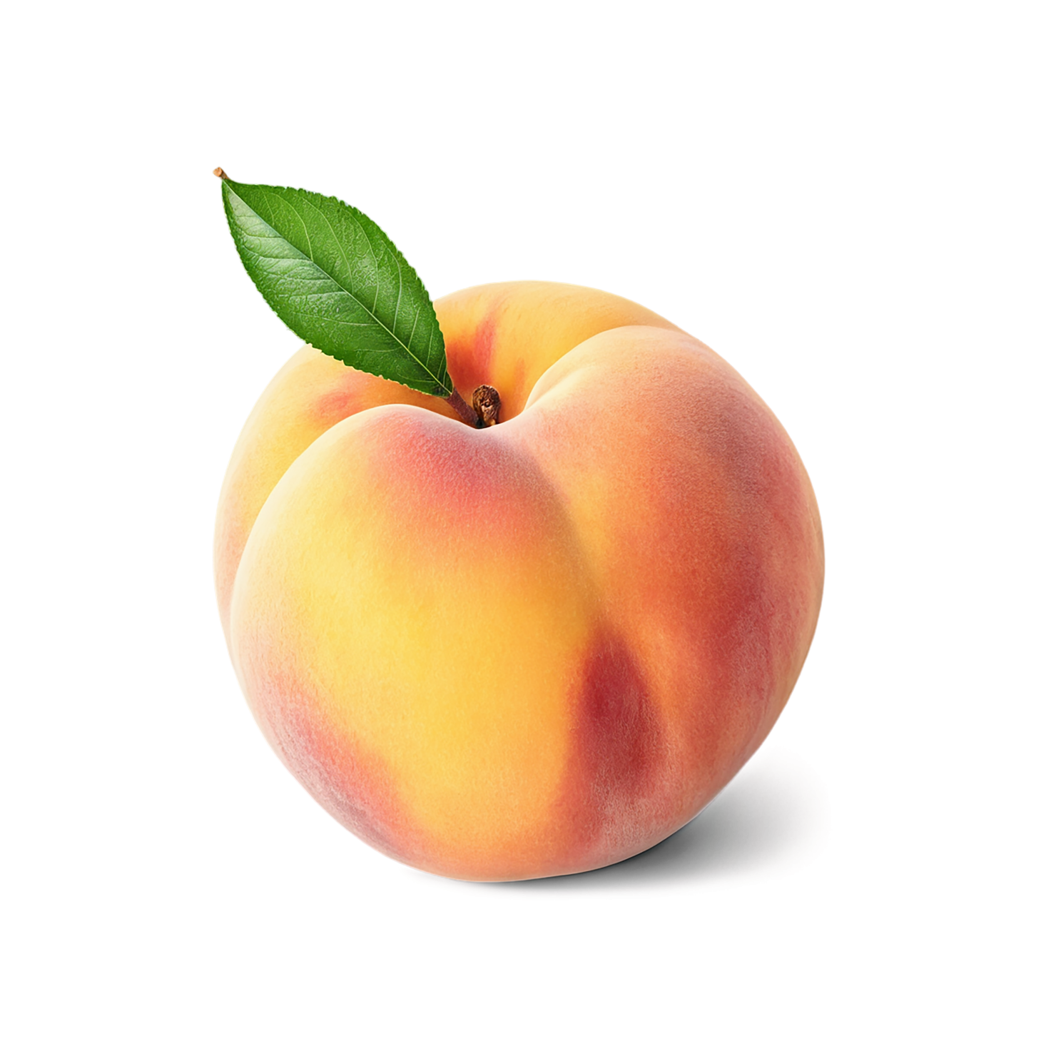 Peach fruit with leaf isolated on transparent background #1408