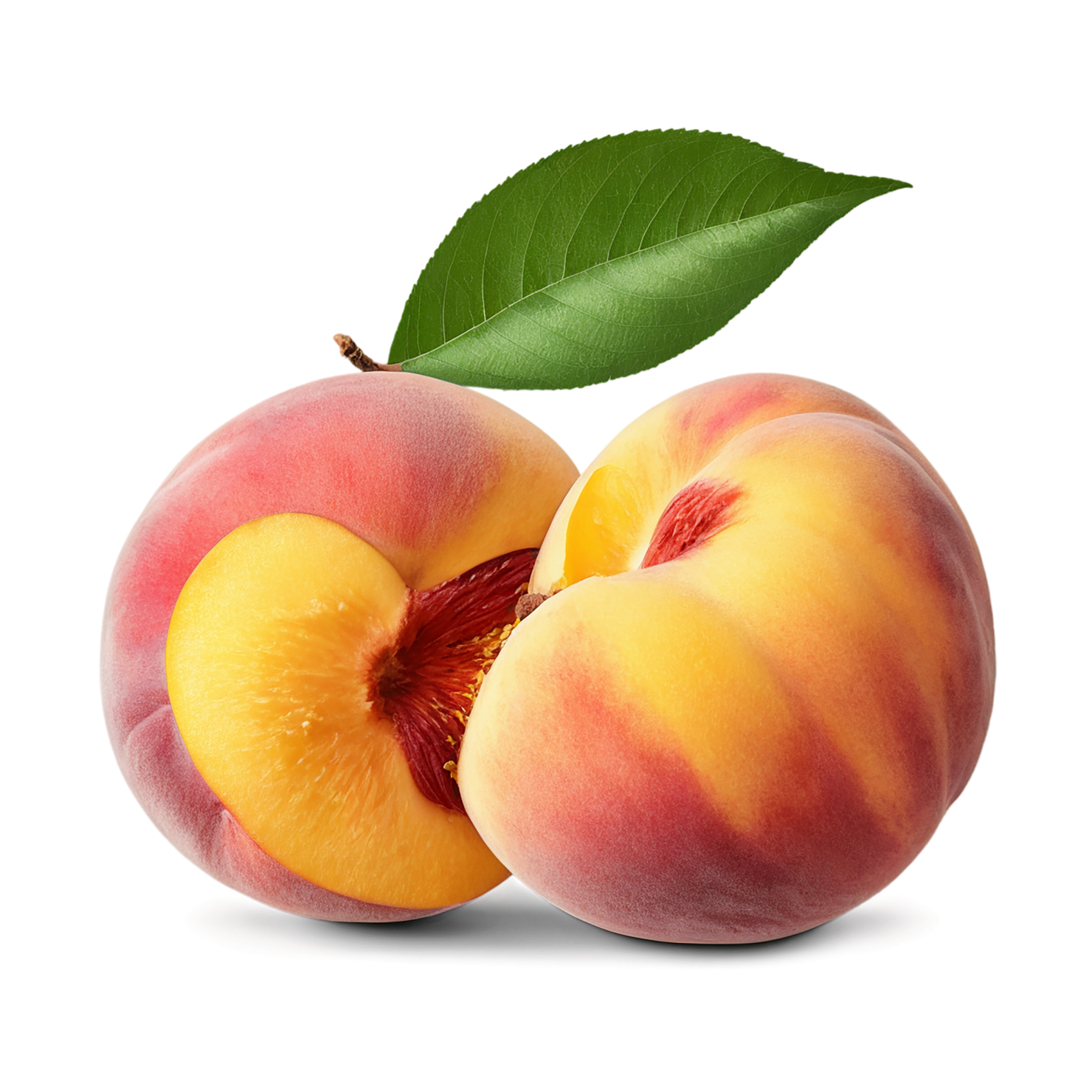 Peach fruit with leaf isolated on transparent background #1410