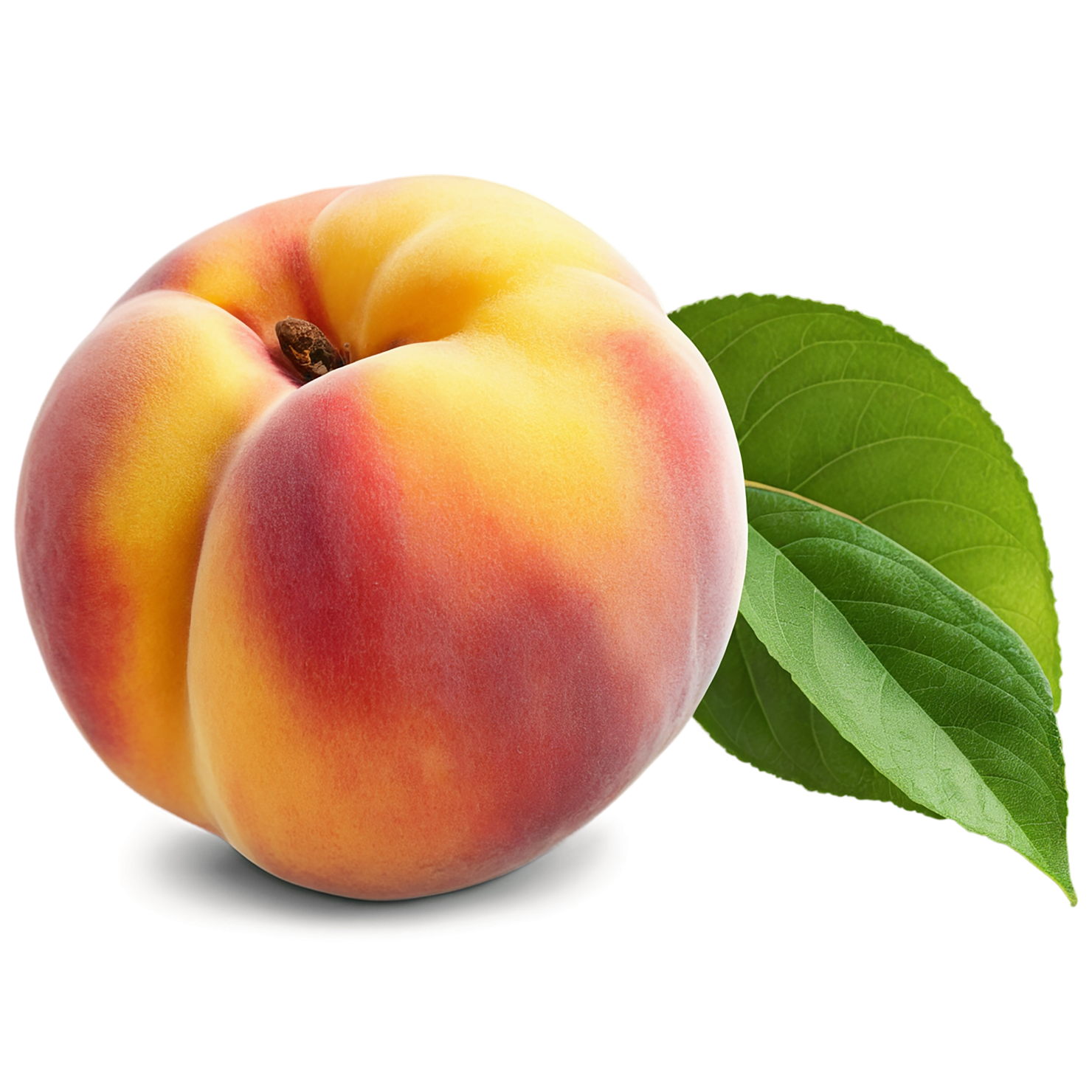 Peach fruit with leaf isolated on transparent background #1411