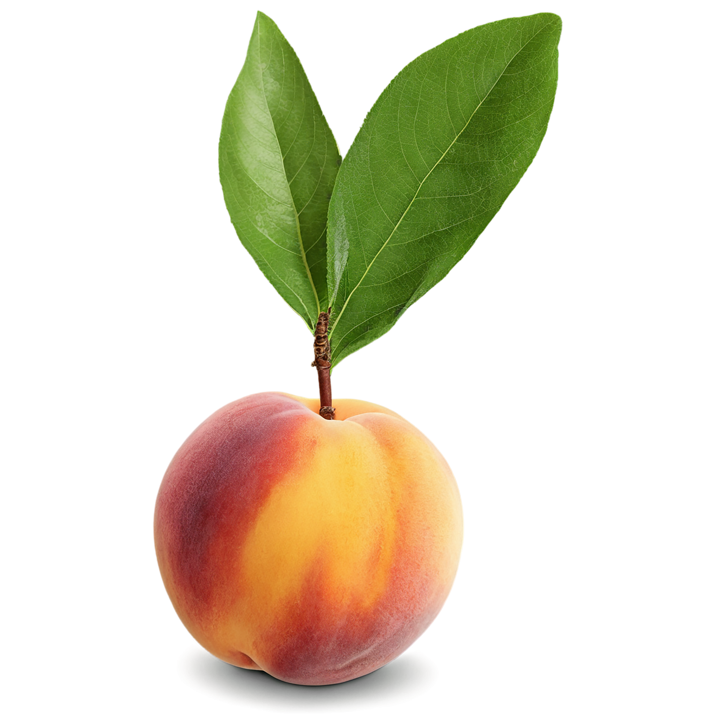 Peach fruit with leaf isolated on transparent background #1417