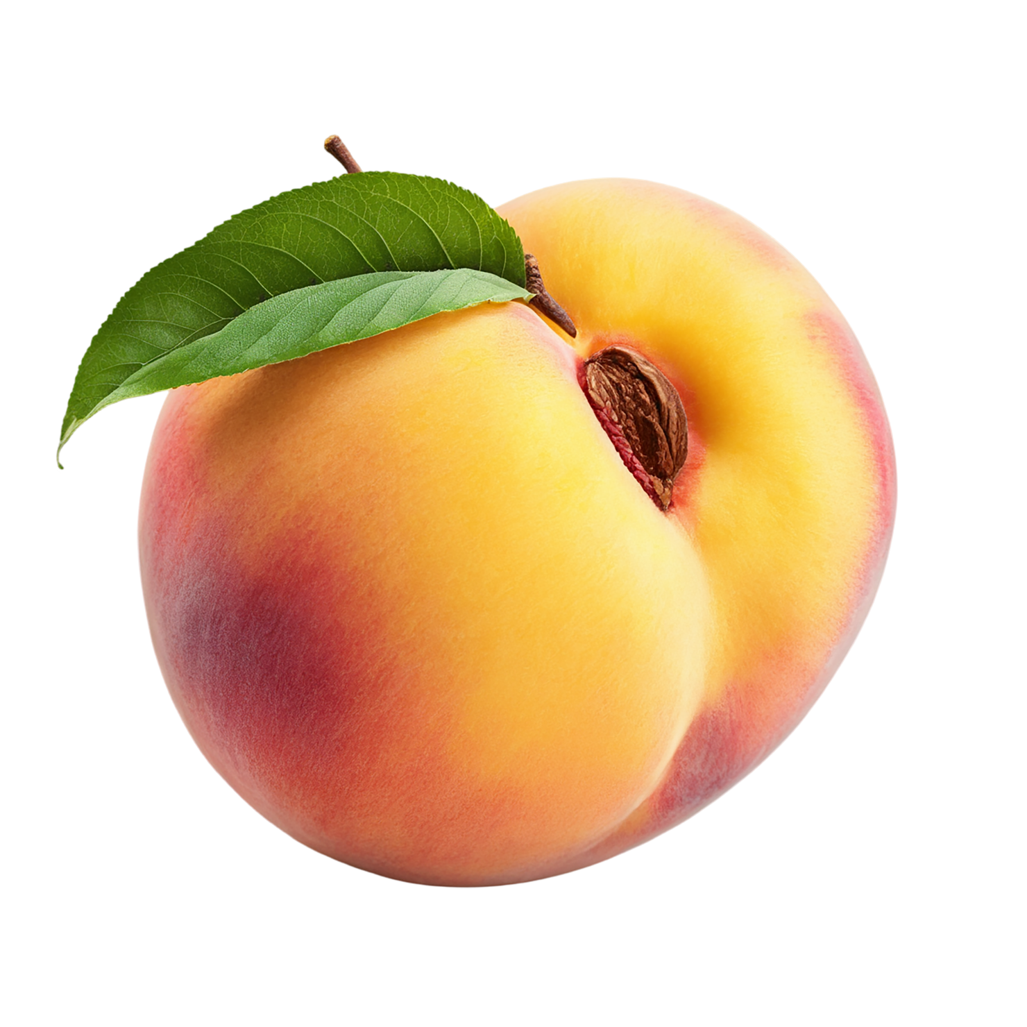 Peach fruit with leaf isolated on transparent background #1418
