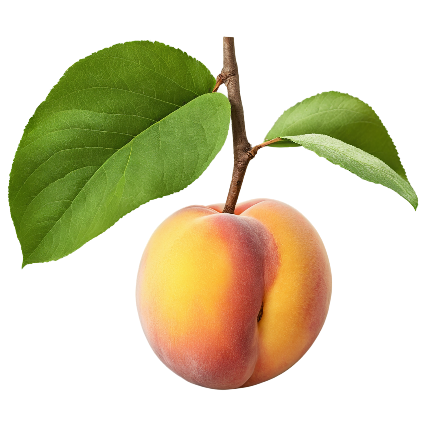 Peach fruit with leaf isolated on transparent background #1419