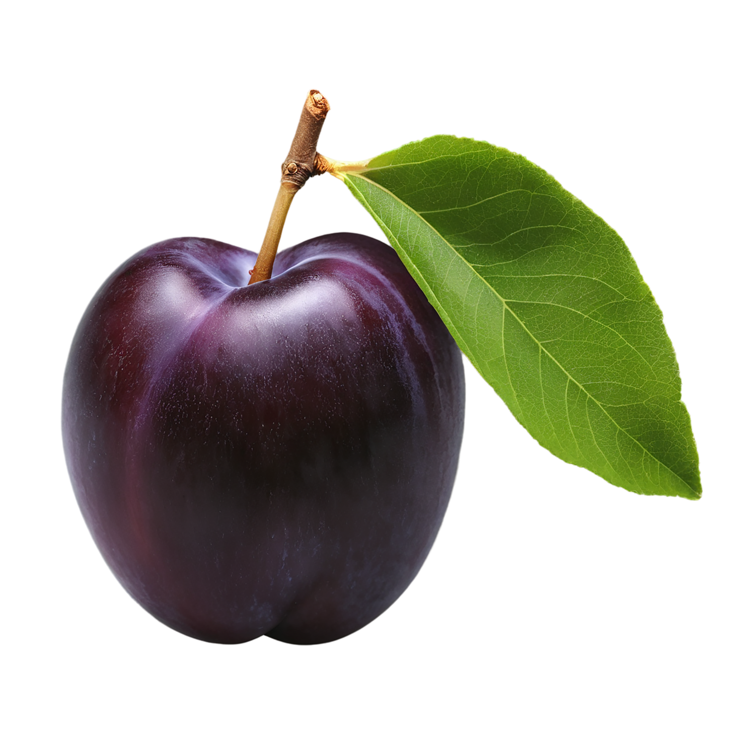 Plum fruit with leaf isolated on transparent background #1533