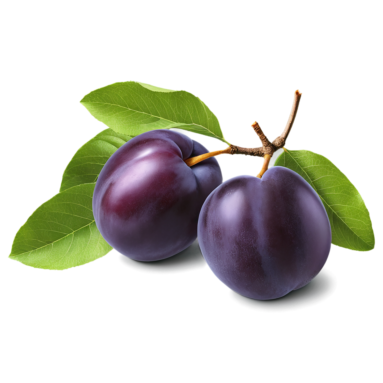 Plum fruit with leaf isolated on transparent background #1534