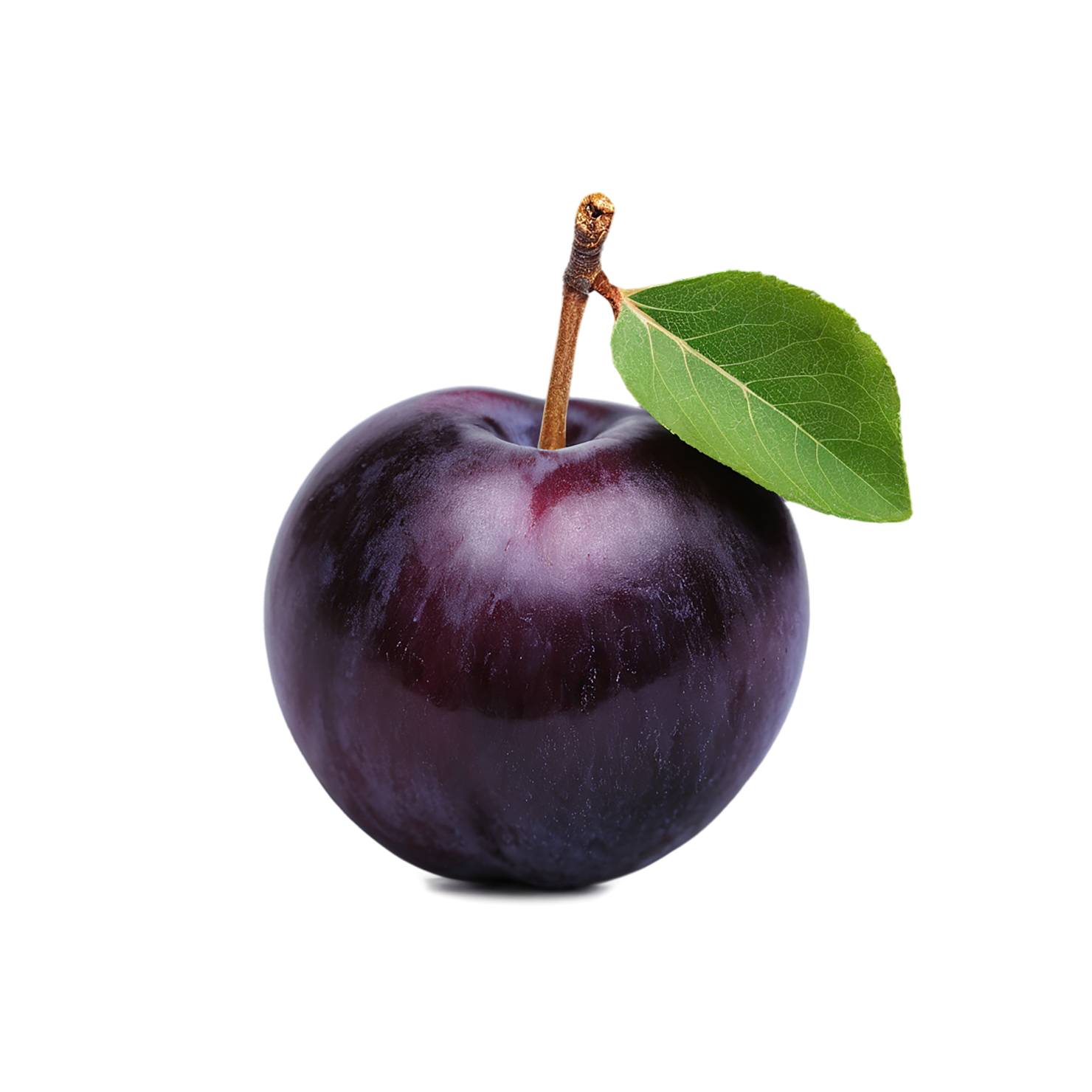 Plum fruit with leaf isolated on transparent background #1535
