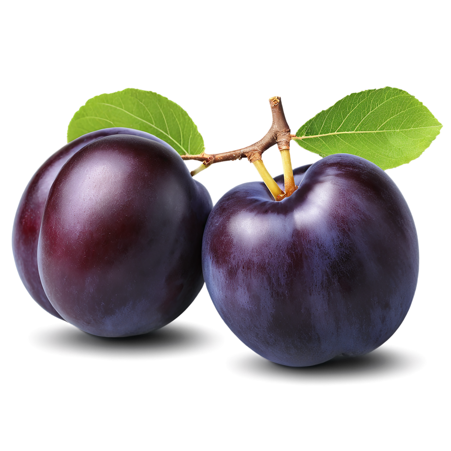 Plum fruit with leaf isolated on transparent background #1536