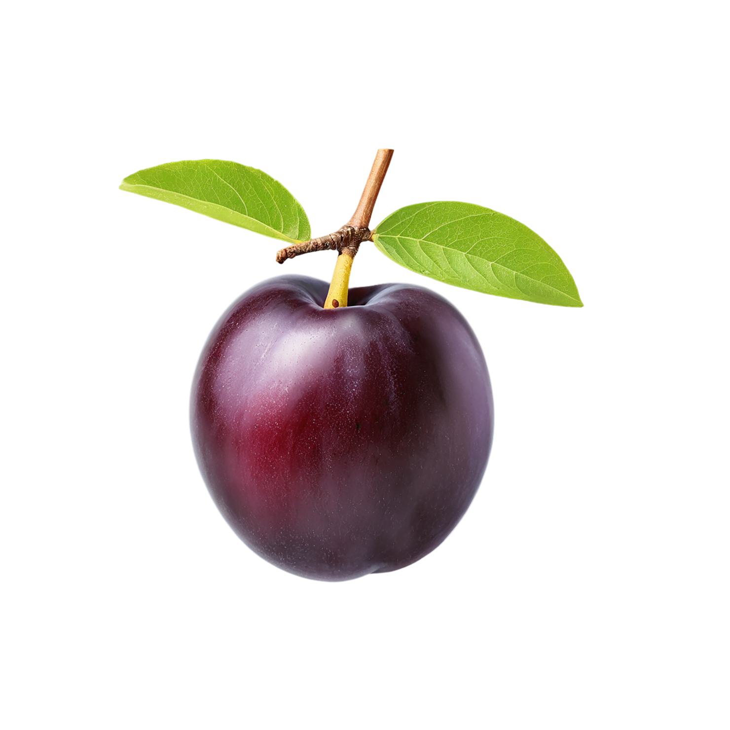 Plum fruit with leaf isolated on transparent background #1537