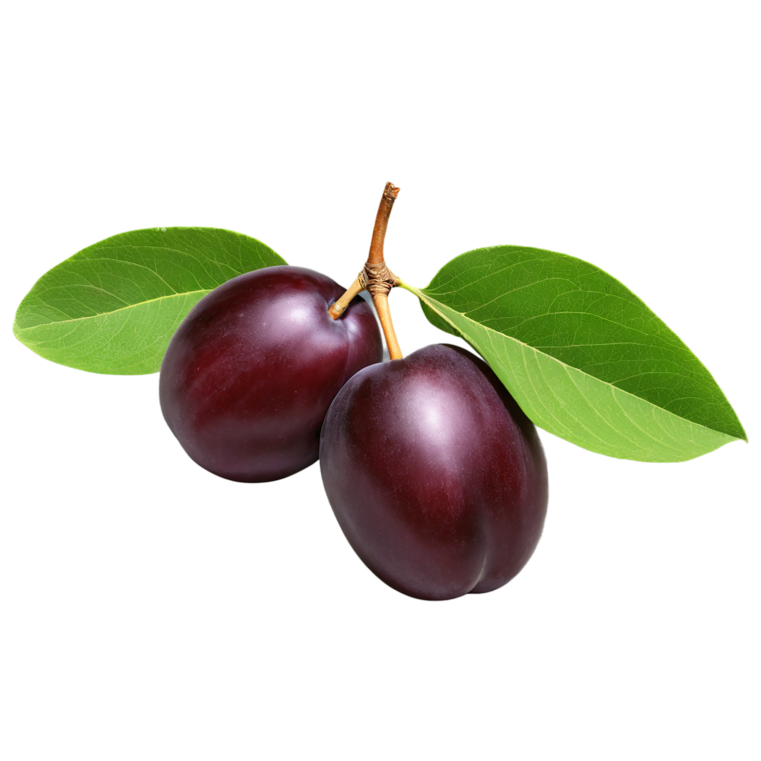 Plum fruit with leaf isolated on transparent background #1539