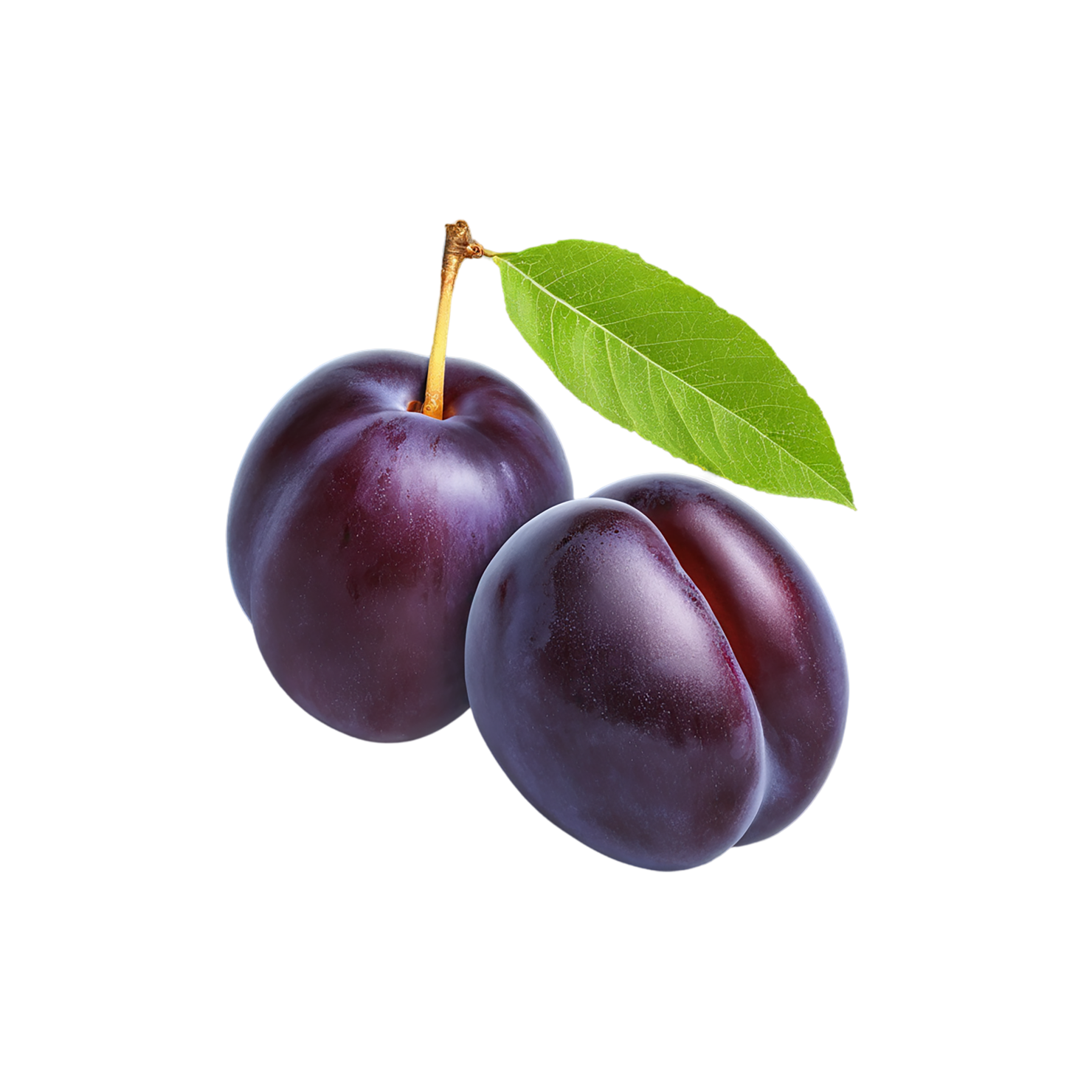 Plum fruit with leaf isolated on transparent background #1541