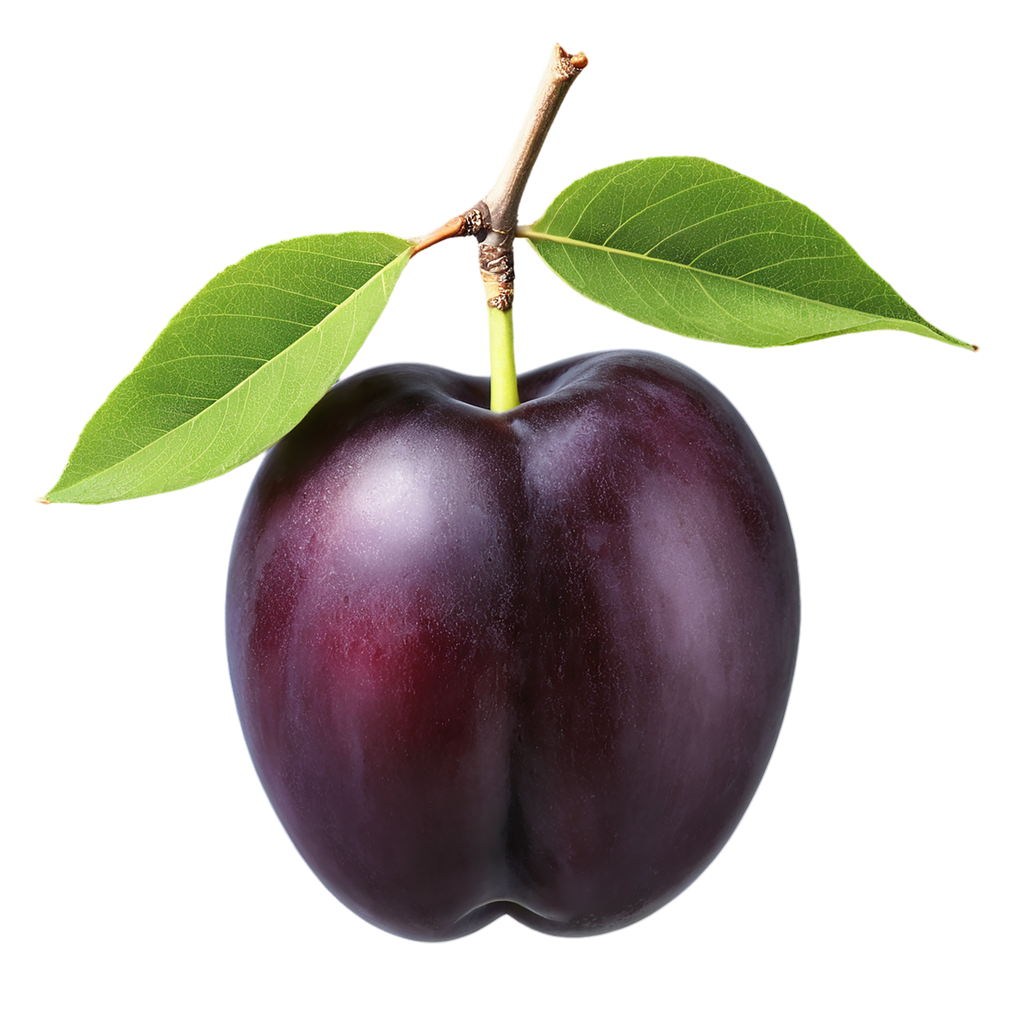 Plum fruit with leaf isolated on transparent background #1542