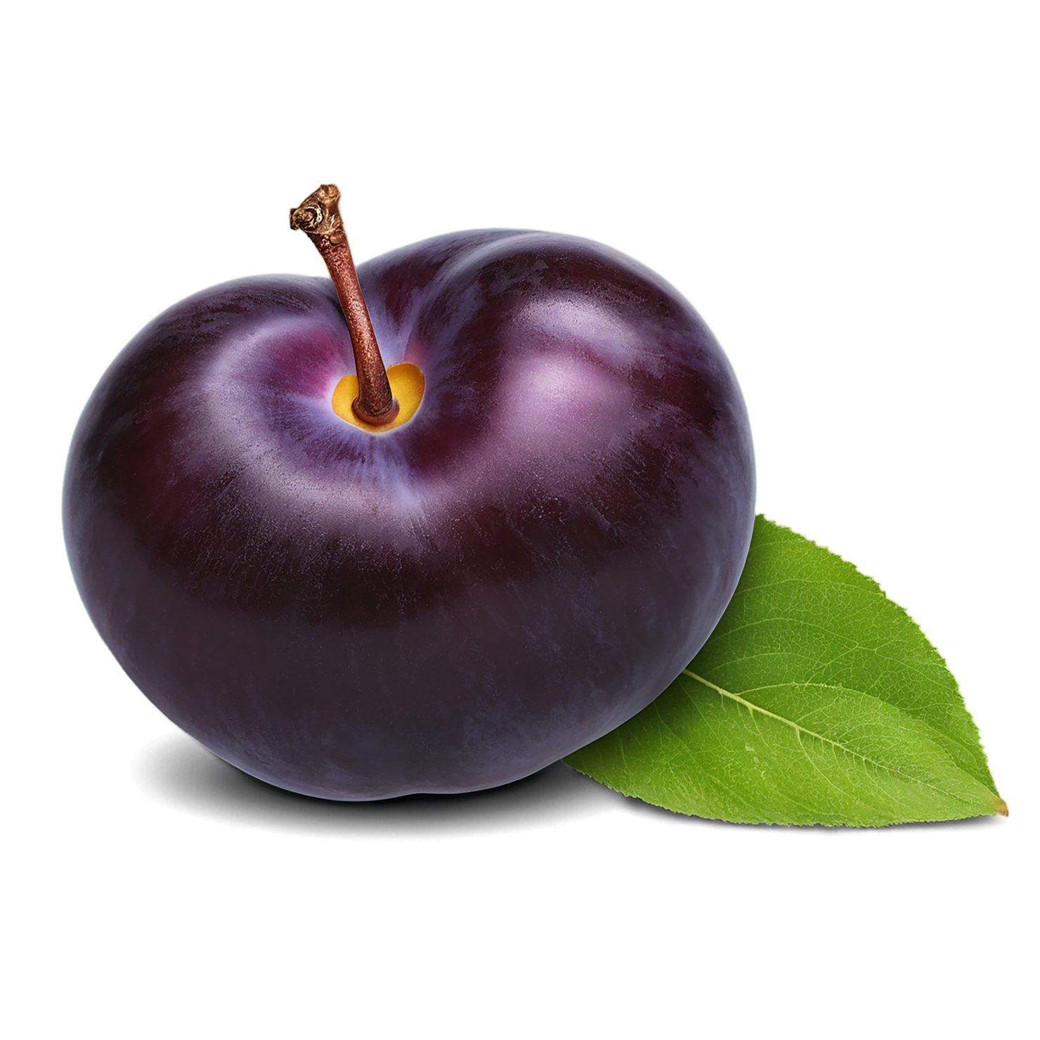 Plum fruit with leaf isolated on transparent background #1550