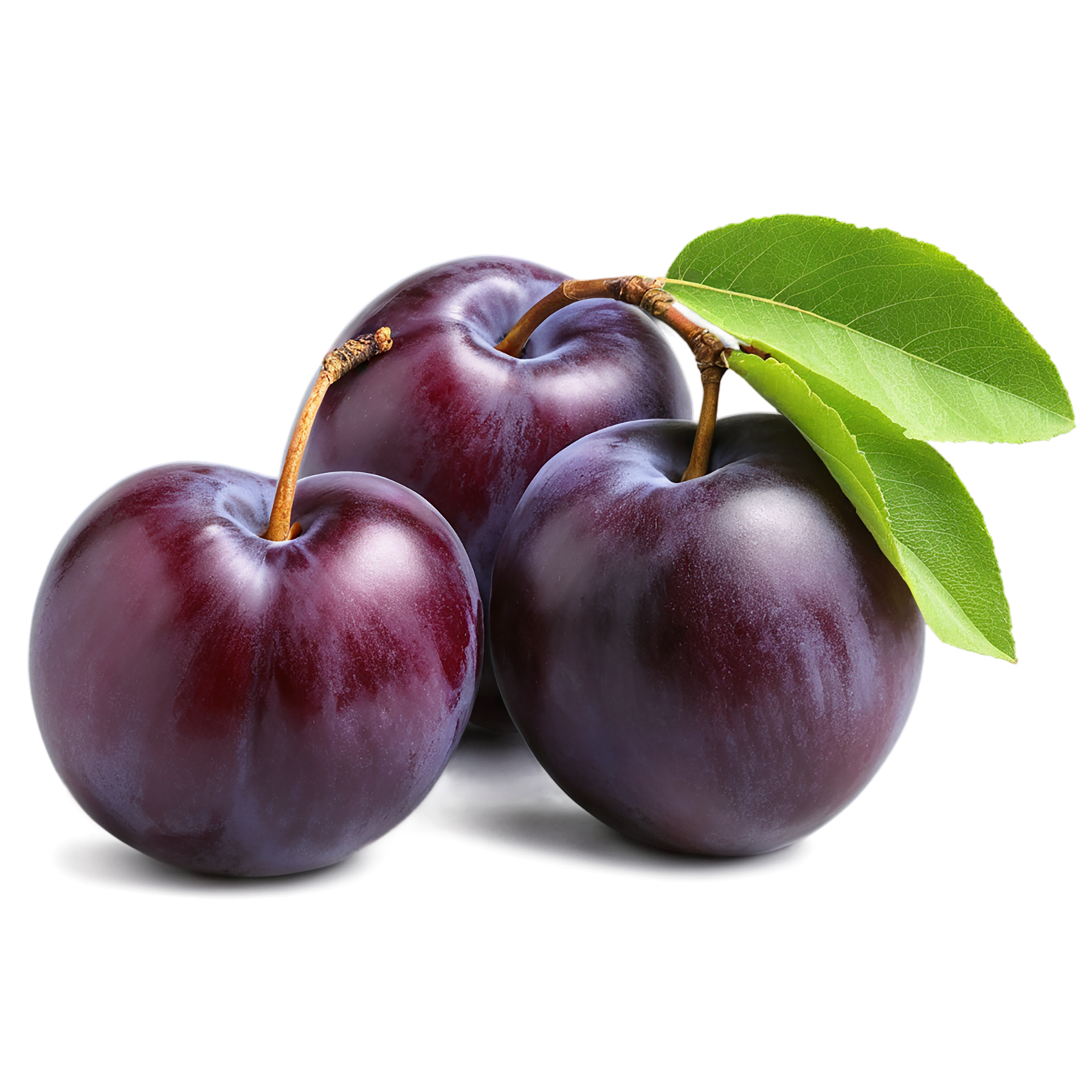 Plum fruit with leaf isolated on transparent background #1553