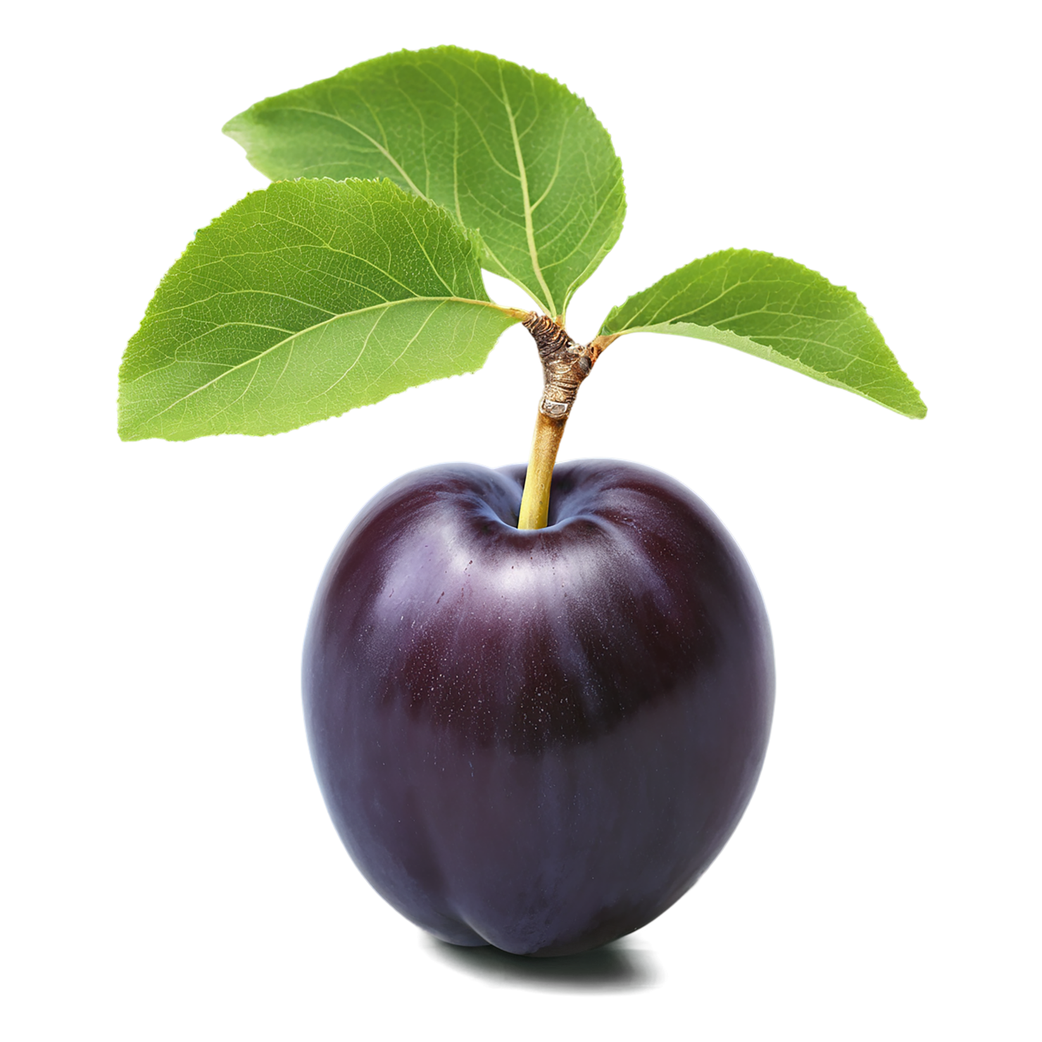 Plum fruit with leaf isolated on transparent background #1559