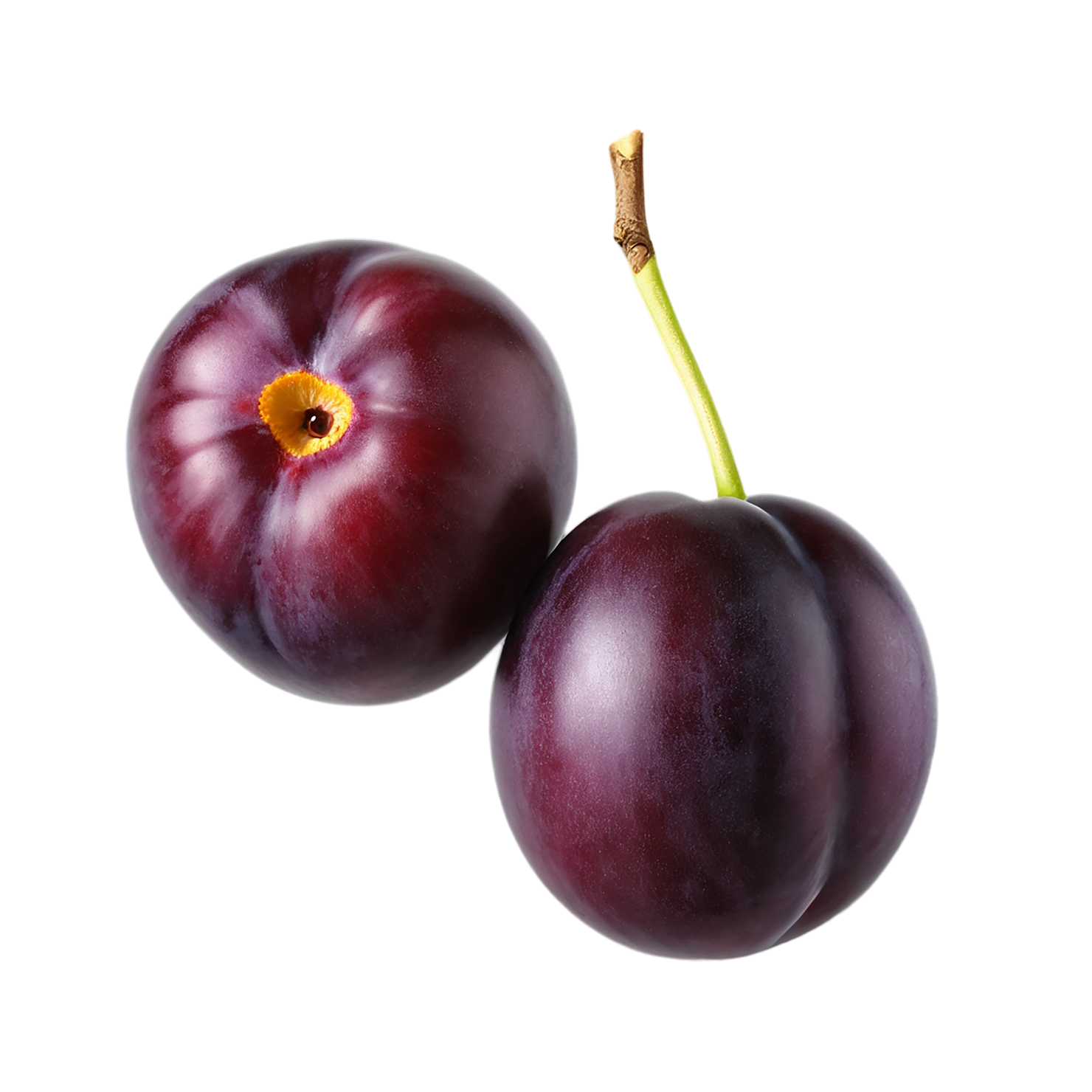 Plum fruit with leaf isolated on transparent background #1570