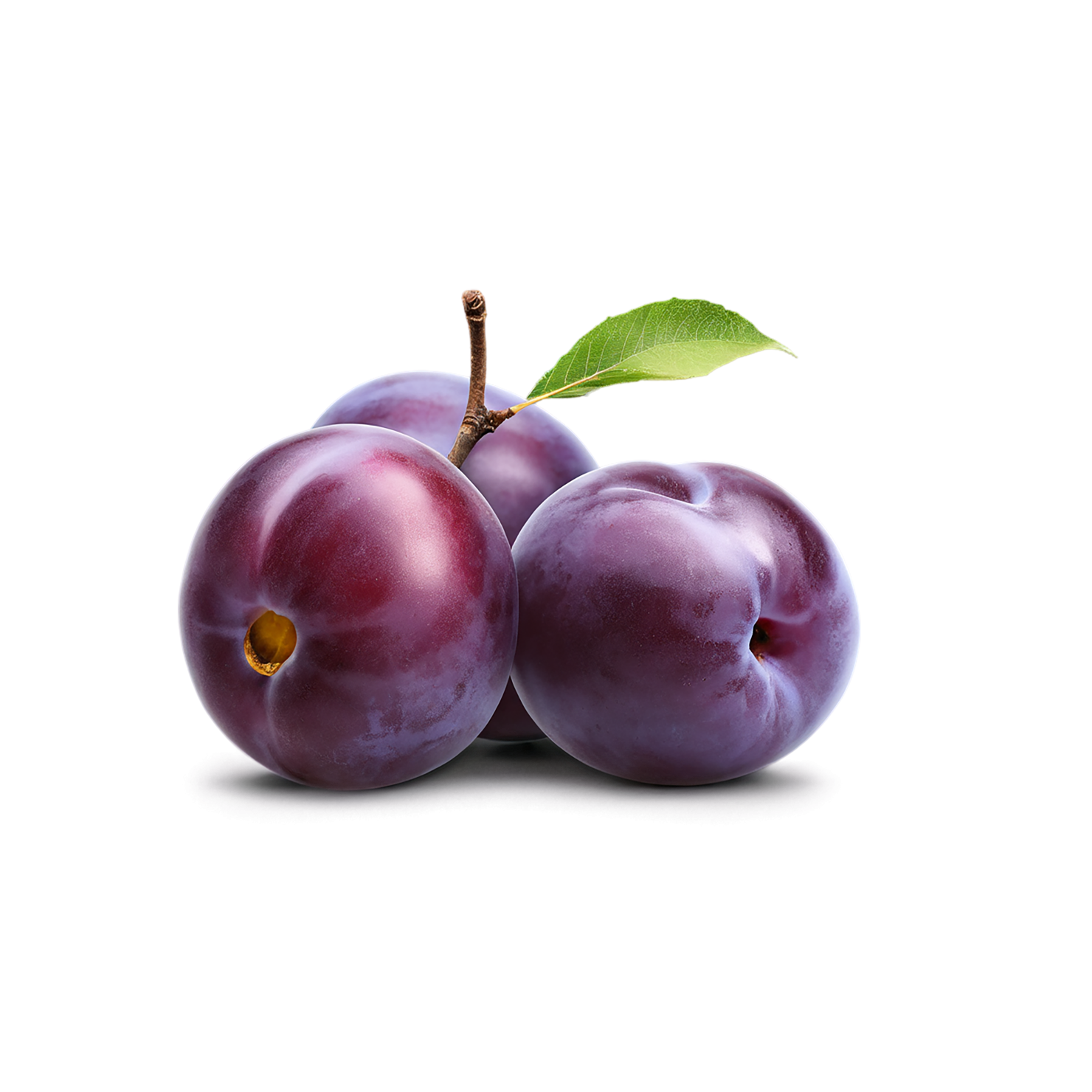 Plum fruit with leaf isolated on transparent background #1571