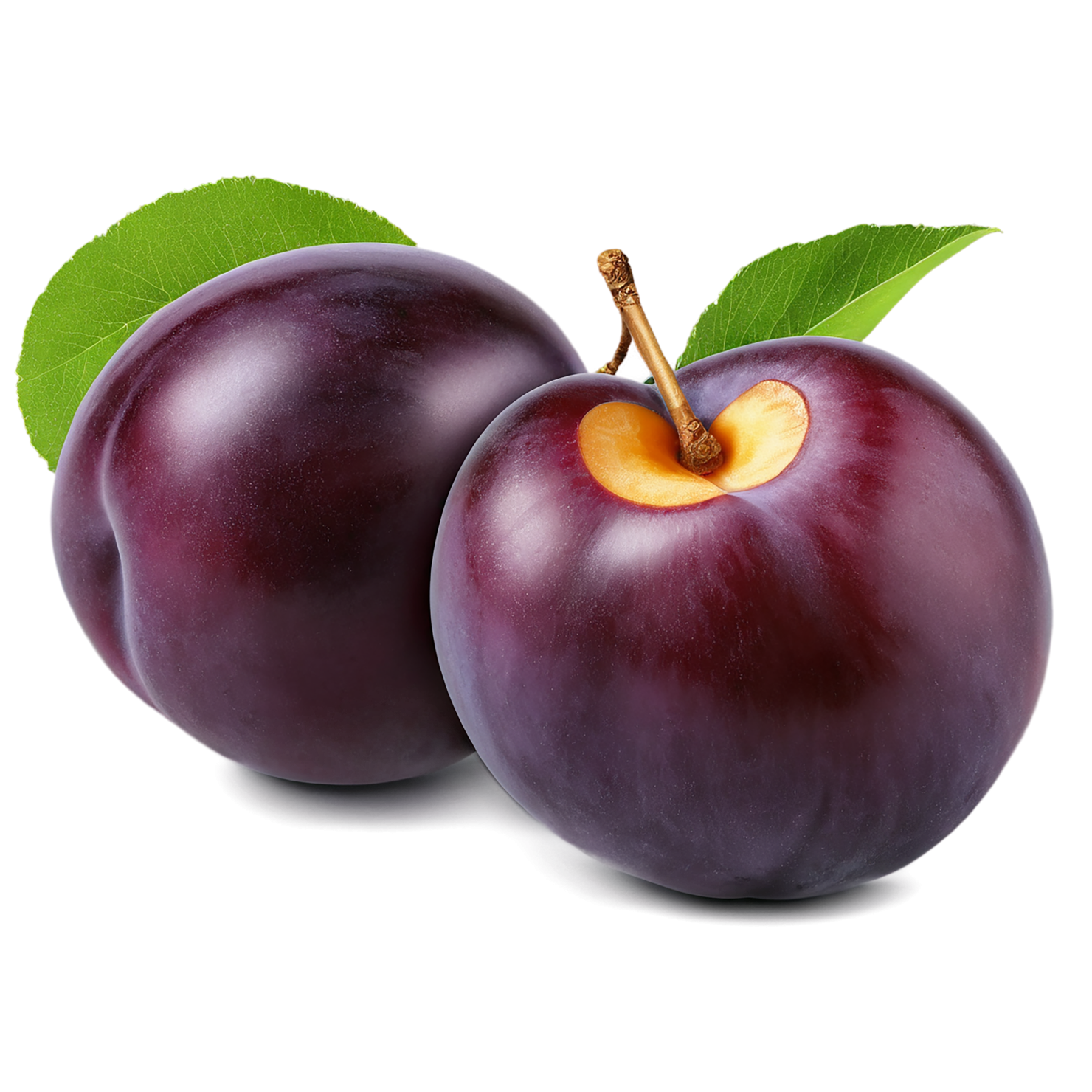 Plum fruit with leaf isolated on transparent background #1572