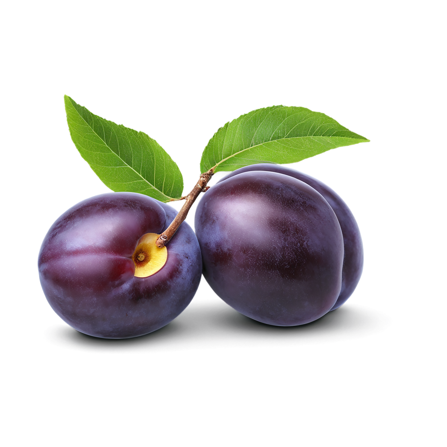 Plum fruit with leaf isolated on transparent background #1575