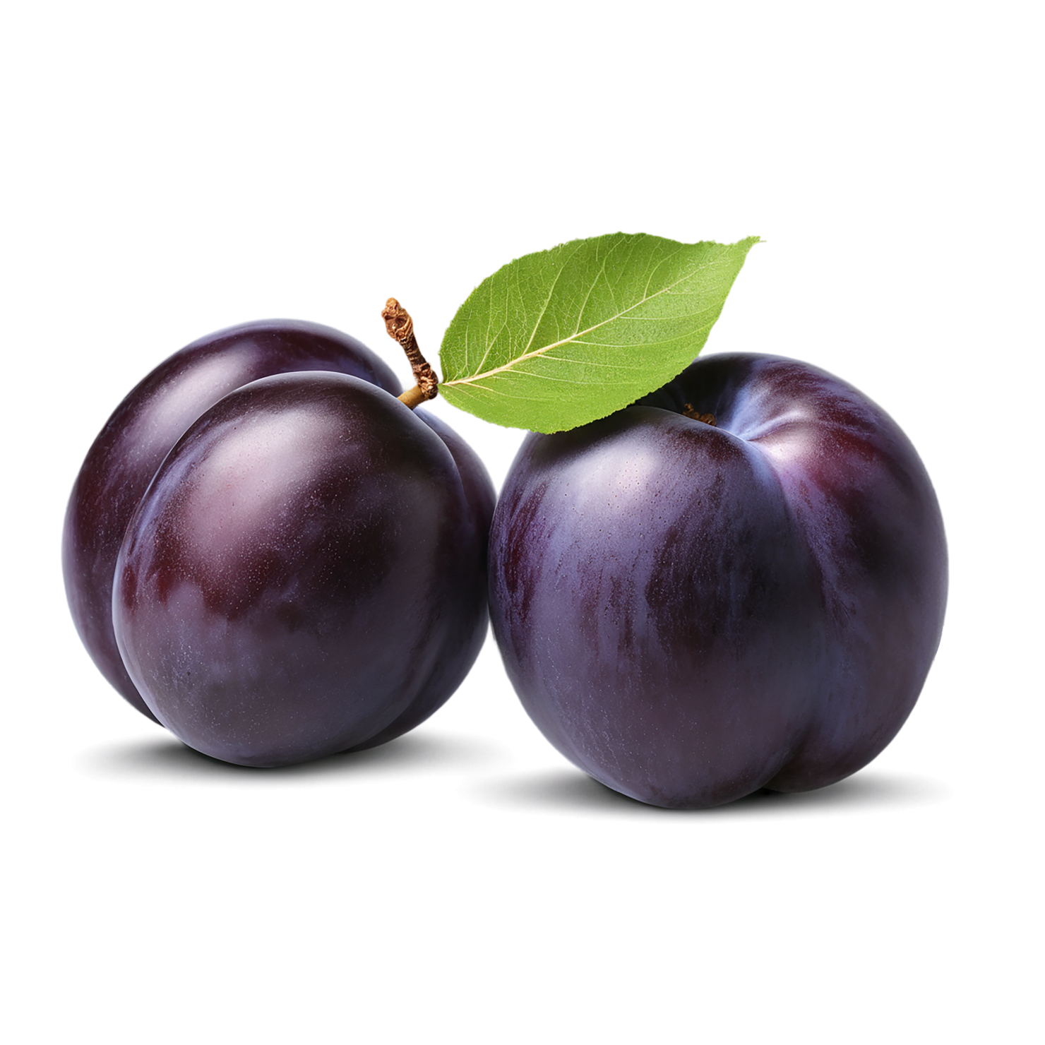 Plum fruit with leaf isolated on transparent background #1578