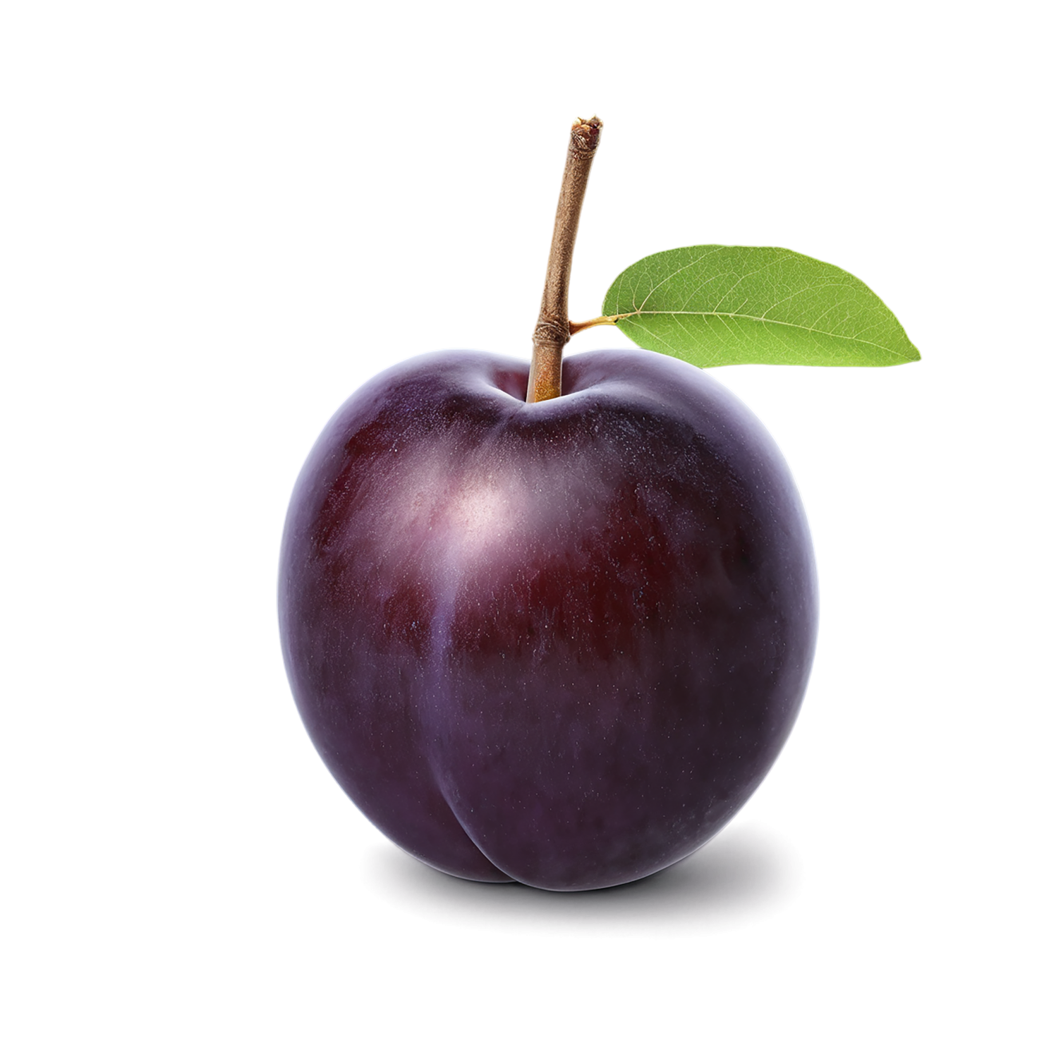 Plum fruit with leaf isolated on transparent background #1579