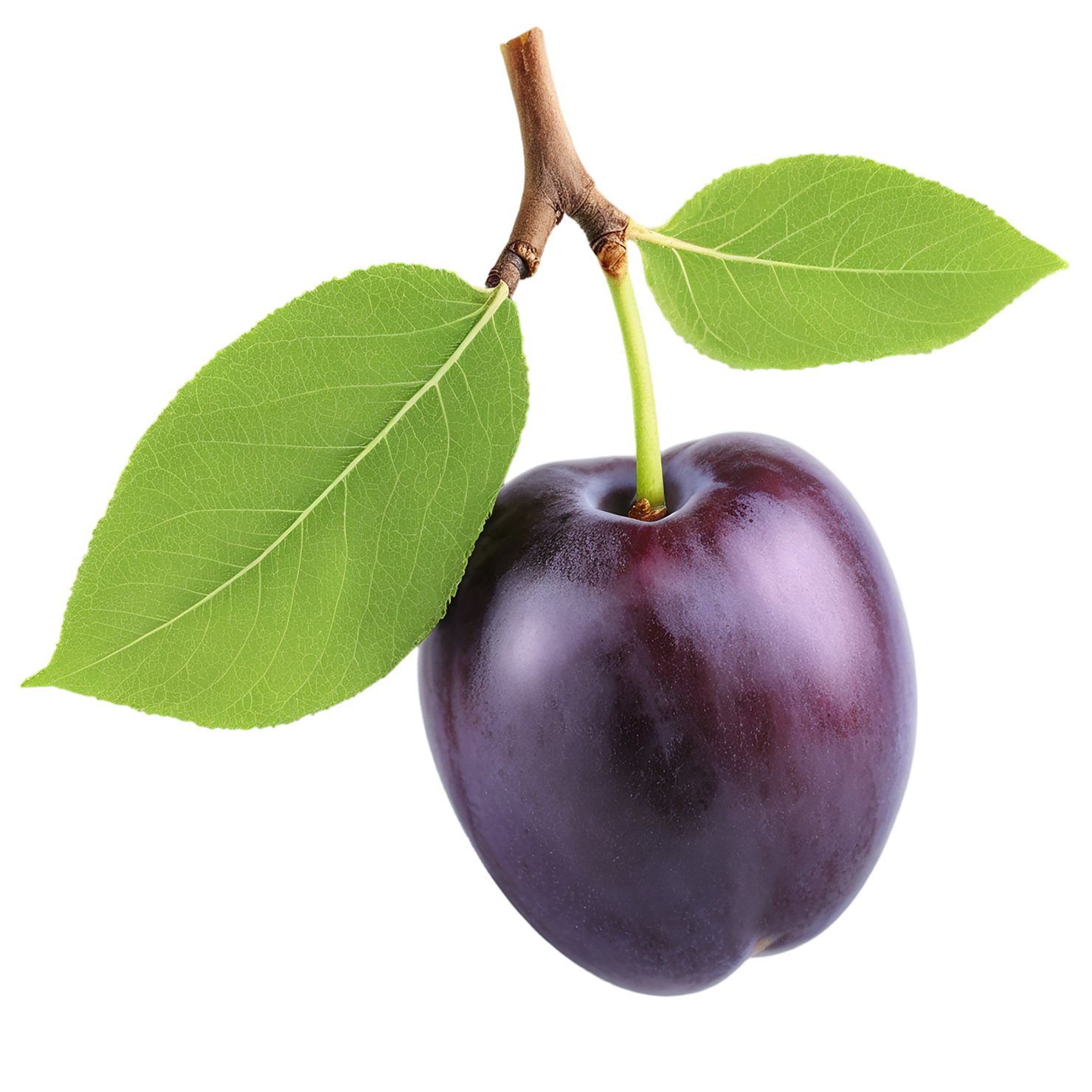 Plum fruit with leaf isolated on transparent background #1582