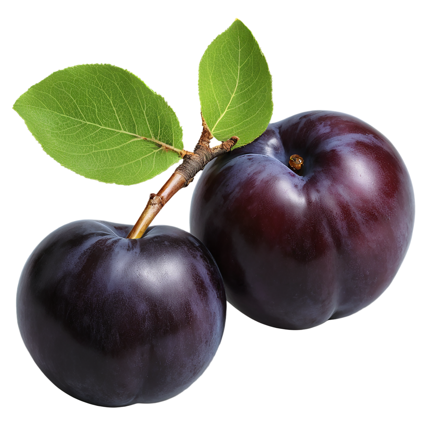 Plum fruit with leaf isolated on transparent background #1585