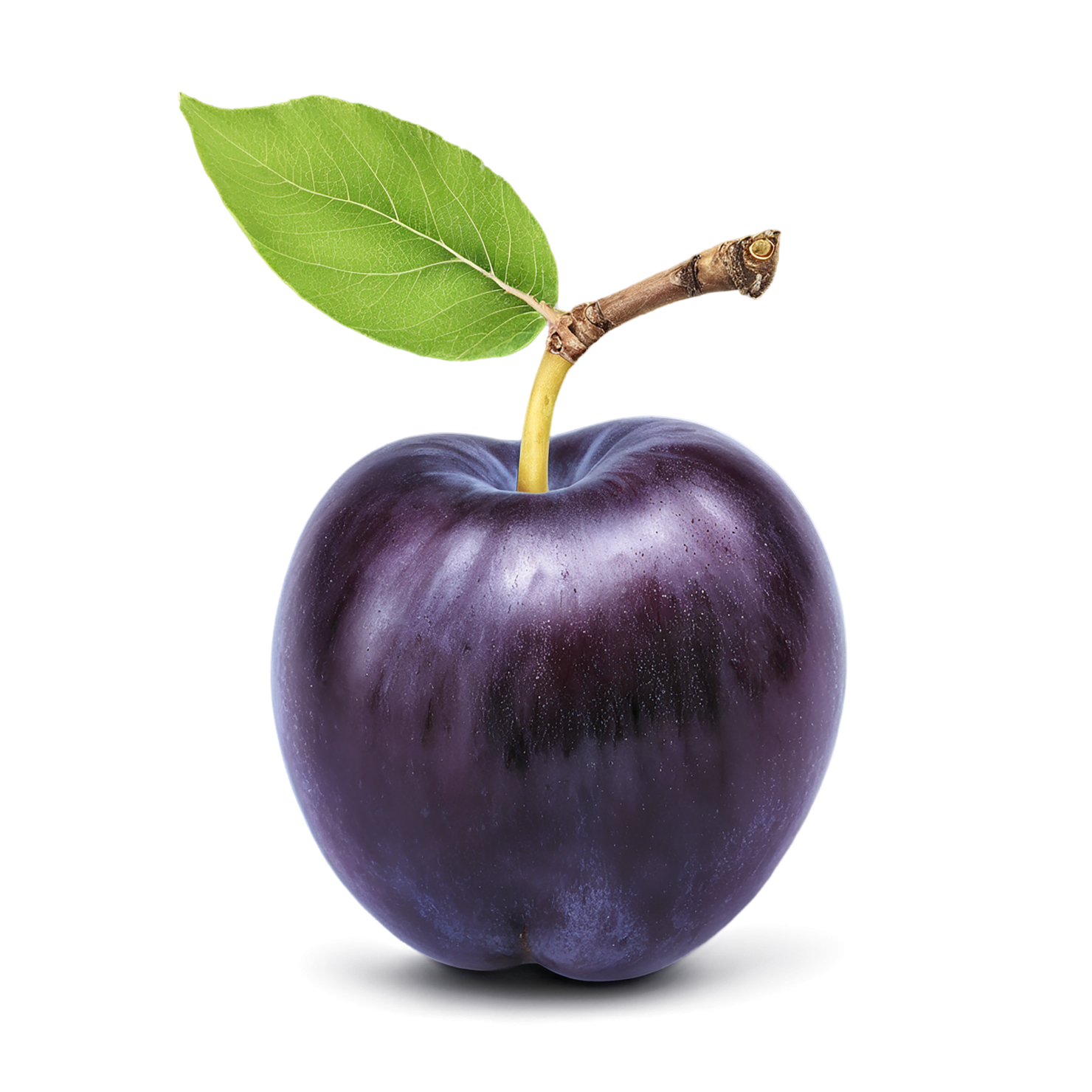 Plum fruit with leaf isolated on transparent background #1586
