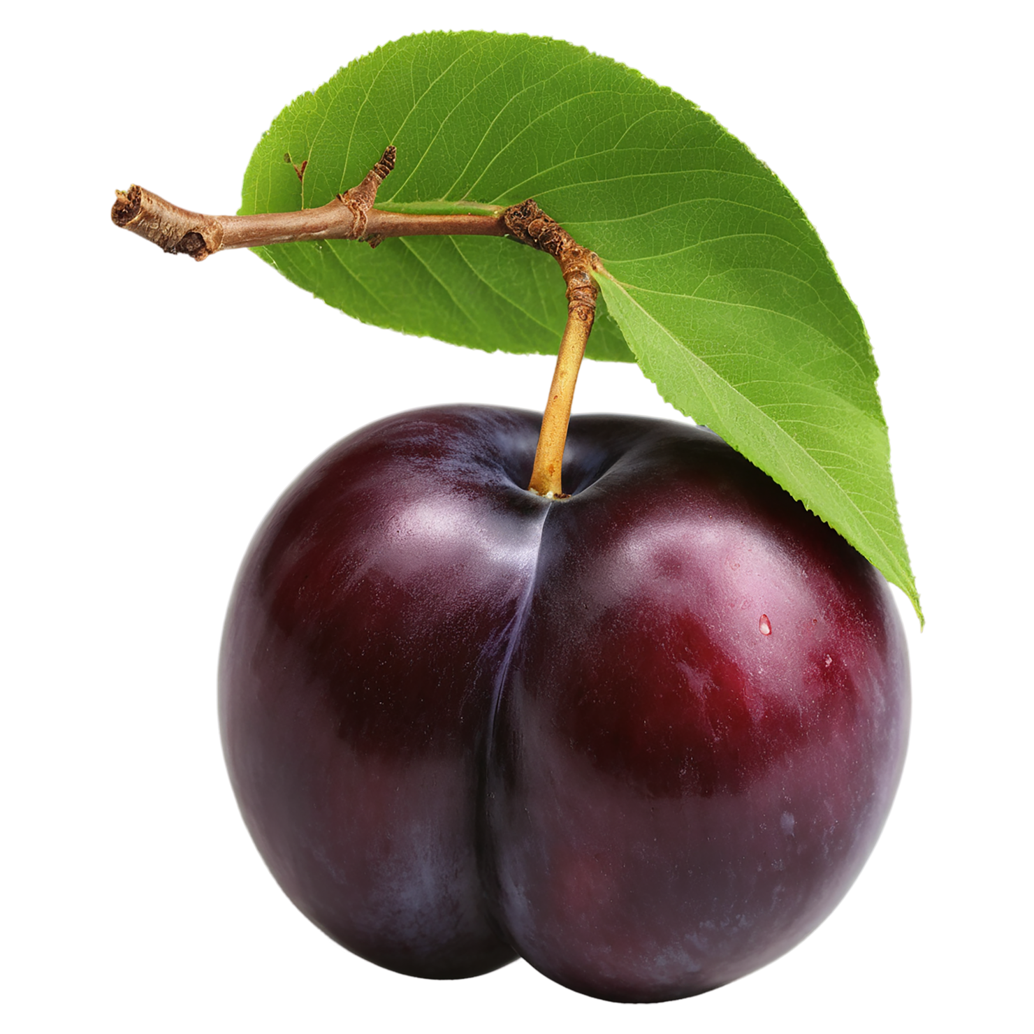 Plum fruit with leaf isolated on transparent background #1587