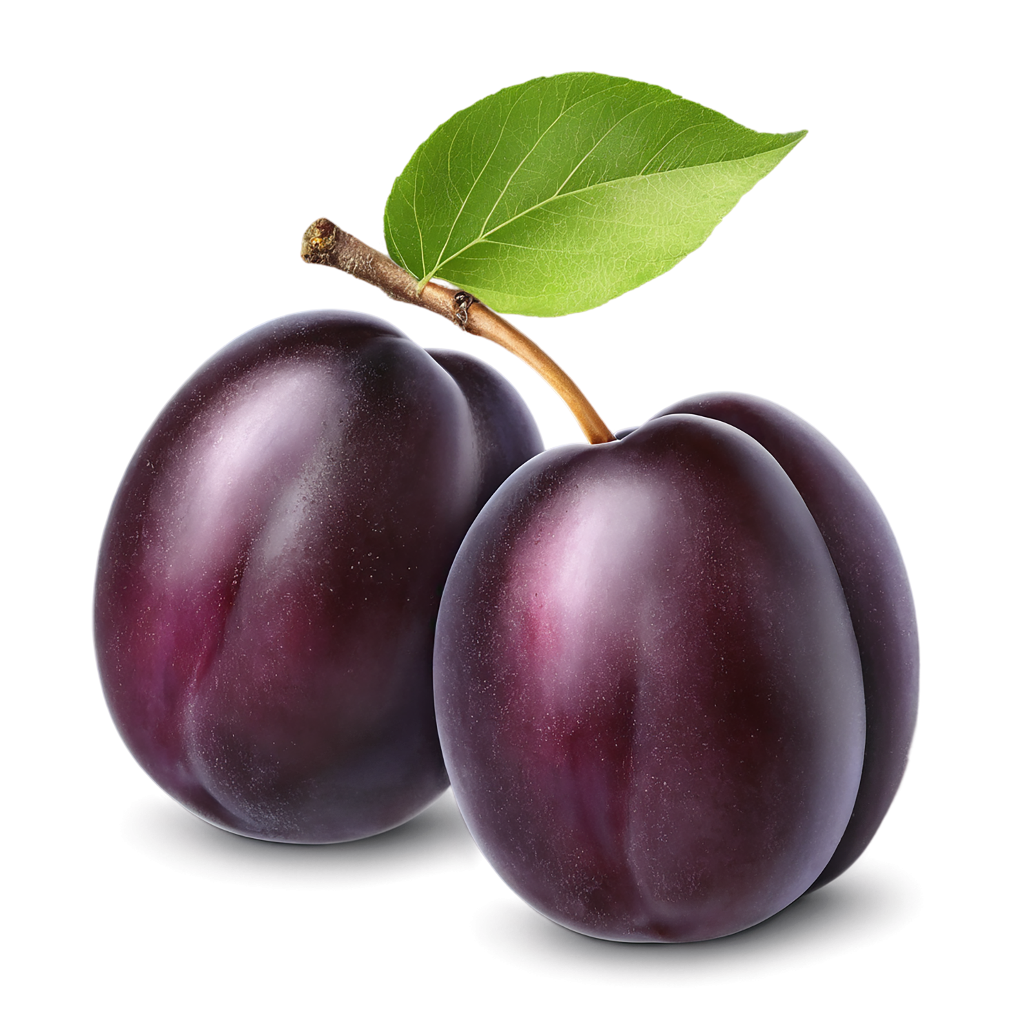 Plum fruit with leaf isolated on transparent background #1588